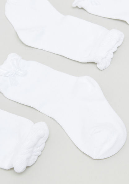 Juniors Solid Socks with Bow Accent - Pack of 3-Socks-image-2