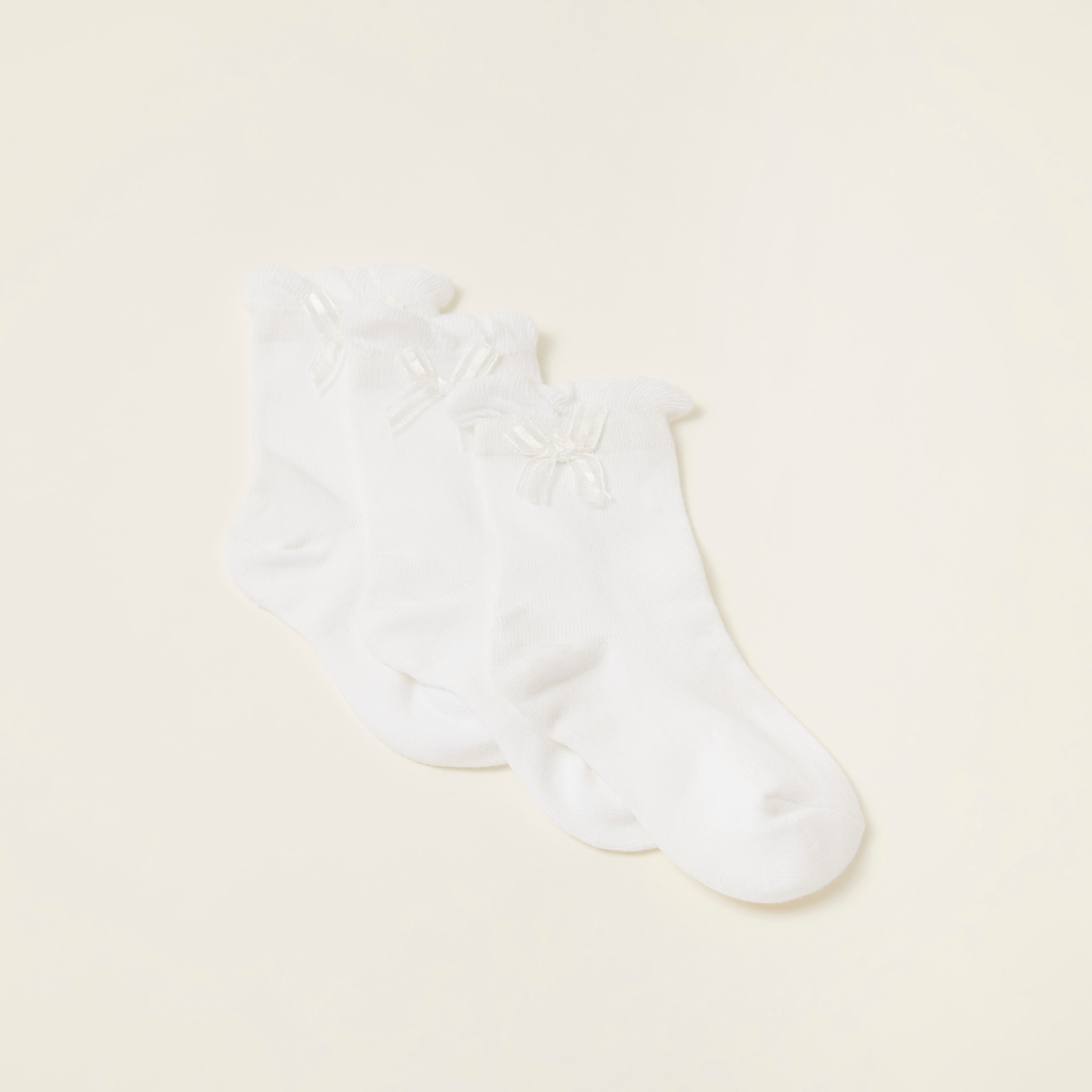 Juniors Solid Socks with Bow Accent - Pack of 3-girls-accessories-socks-image-2