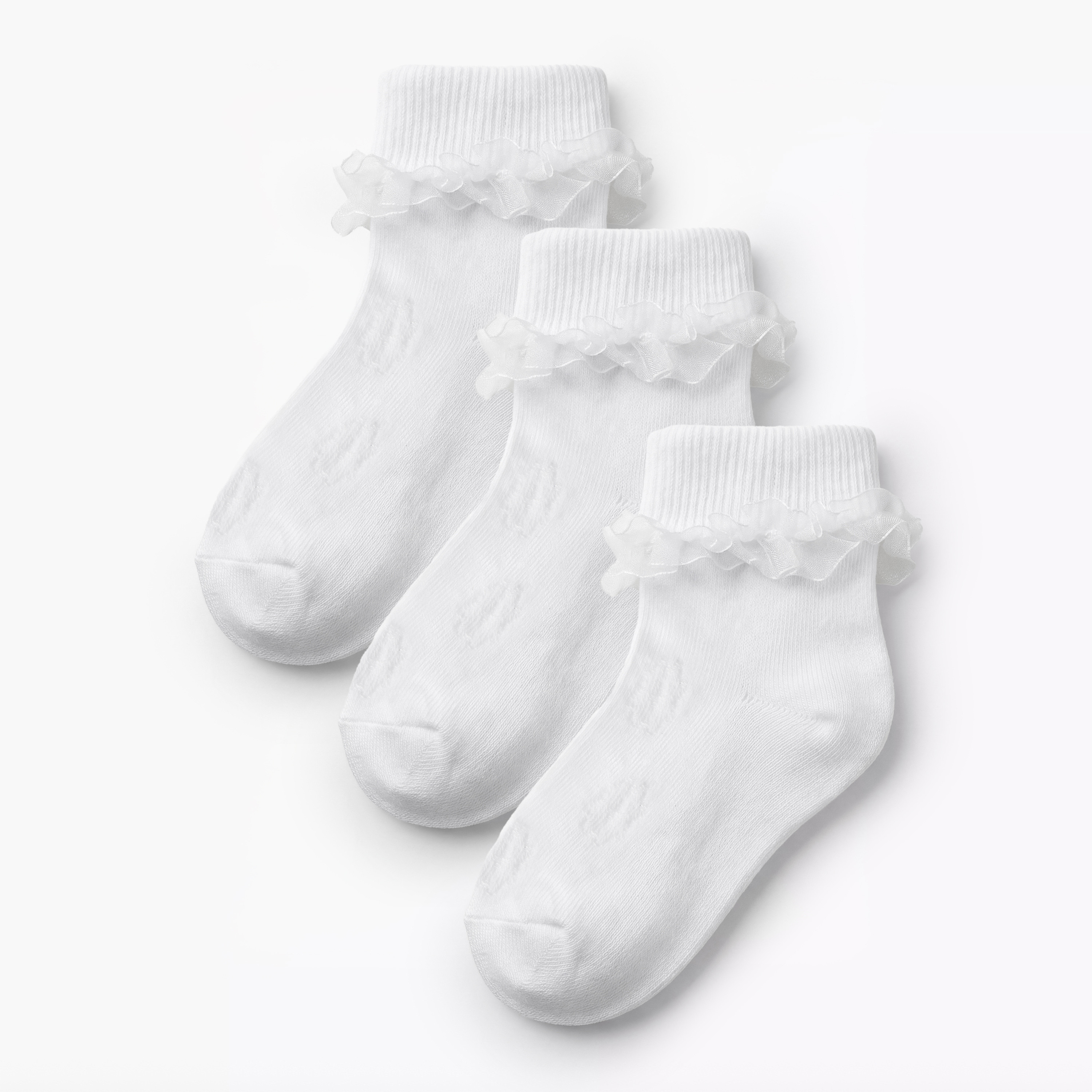 Juniors Basic Socks with Ruffles - Set of 3-baby-girls-accessories-socks-image-1