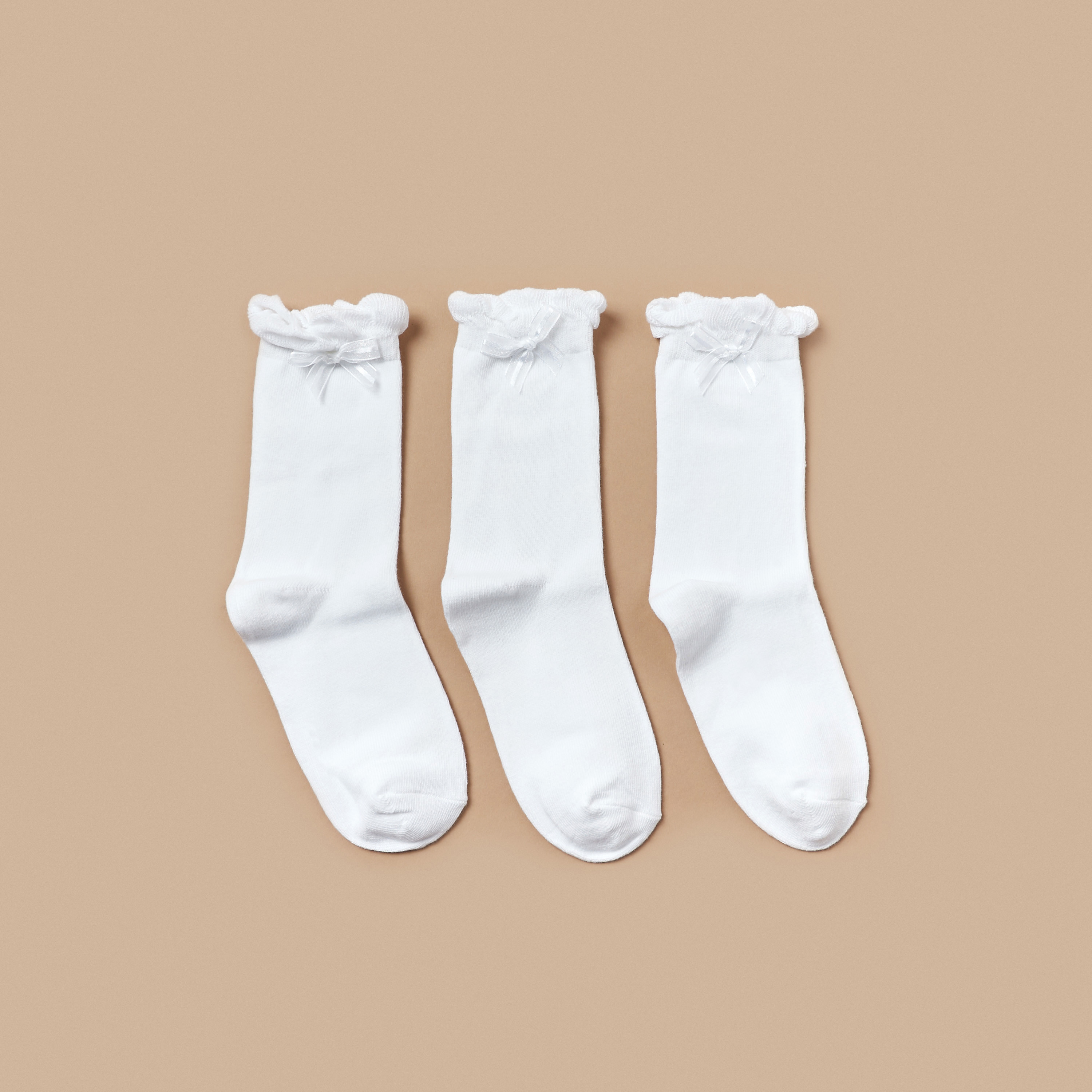 Juniors Crew Length Socks with Ruffle Hem - Set of 3-girls-accessories-socks-image-1