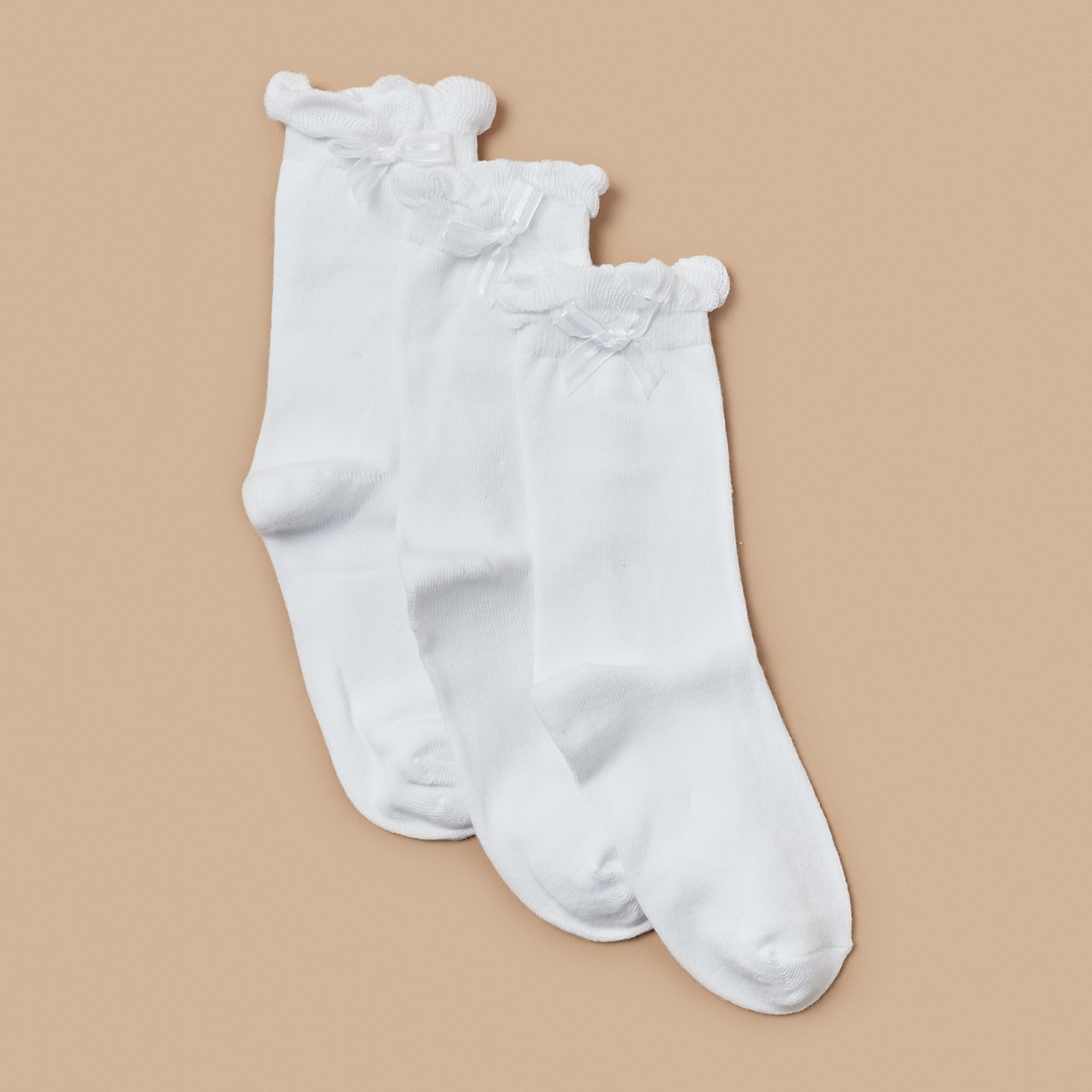Juniors Crew Length Socks with Ruffle Hem - Set of 3-girls-accessories-socks-image-2