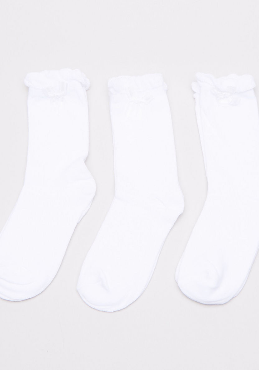 Juniors Crew Length Socks with Ruffle Hem - Set of 3-Socks-image-0
