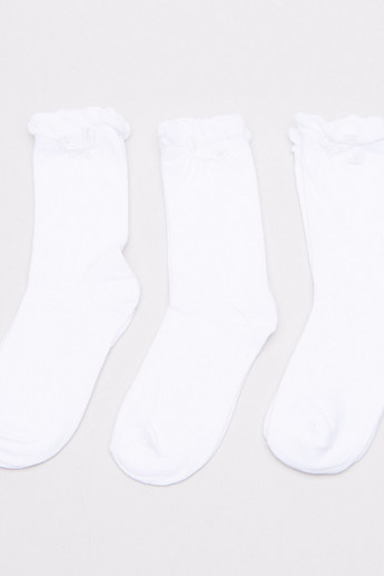 Juniors Crew Length Socks with Ruffle Hem - Set of 3