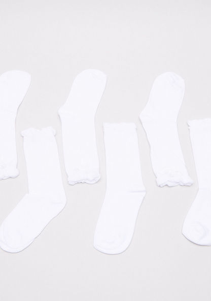 Juniors Crew Length Socks with Ruffle Hem - Set of 3