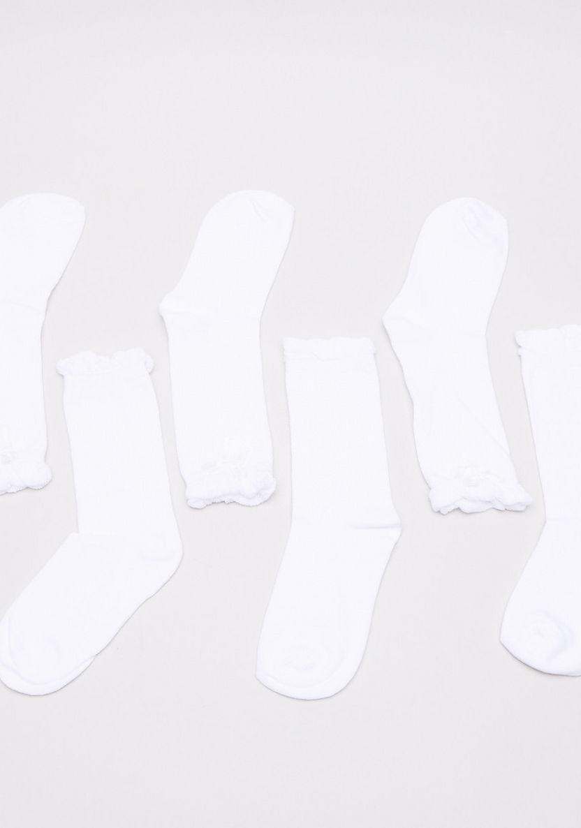 Juniors Crew Length Socks with Ruffle Hem - Set of 3-Socks-image-1