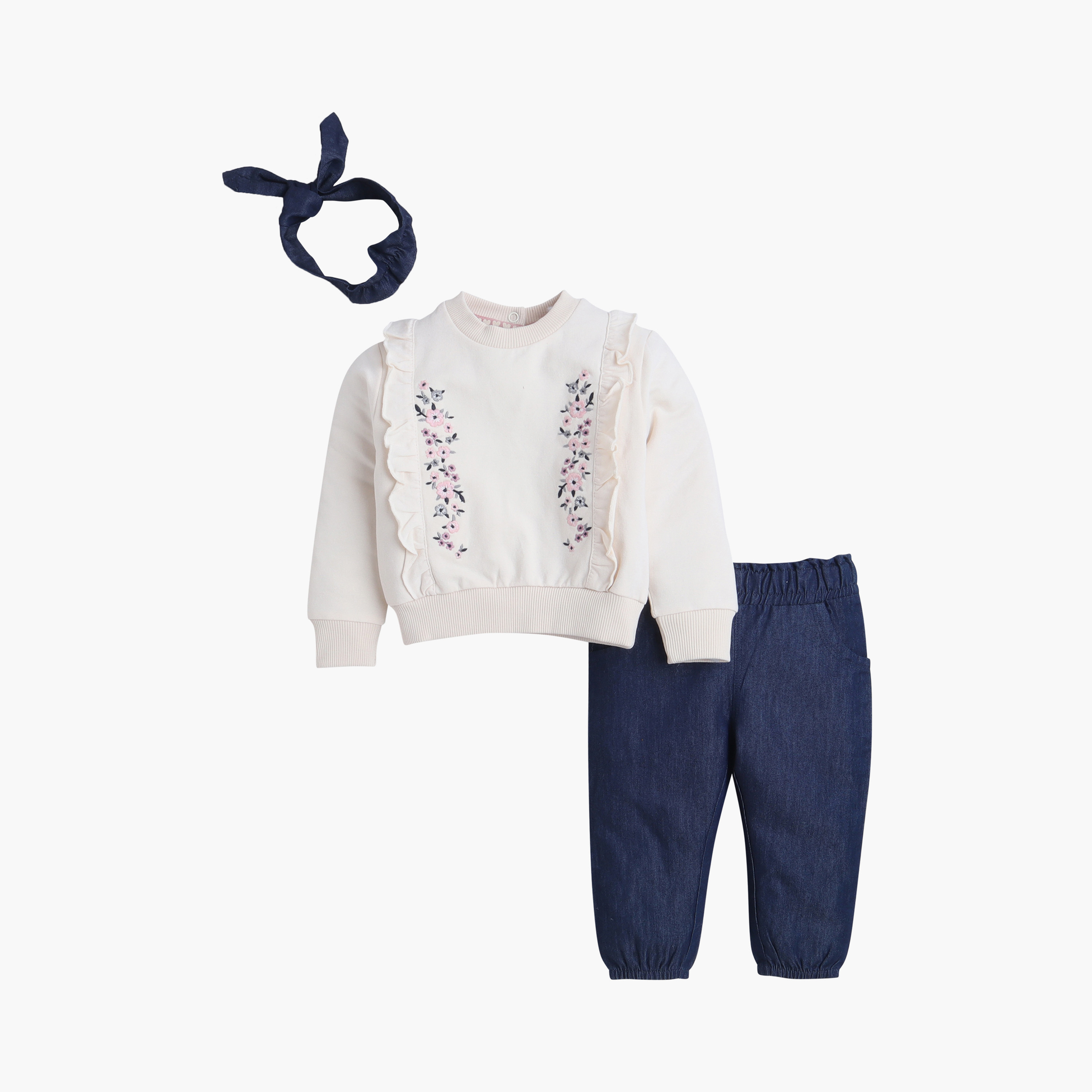 Dirkje 3-Piece Printed Sweatshirt, Headband with Pants-baby-girls-clothing-setsandcoords-image-2