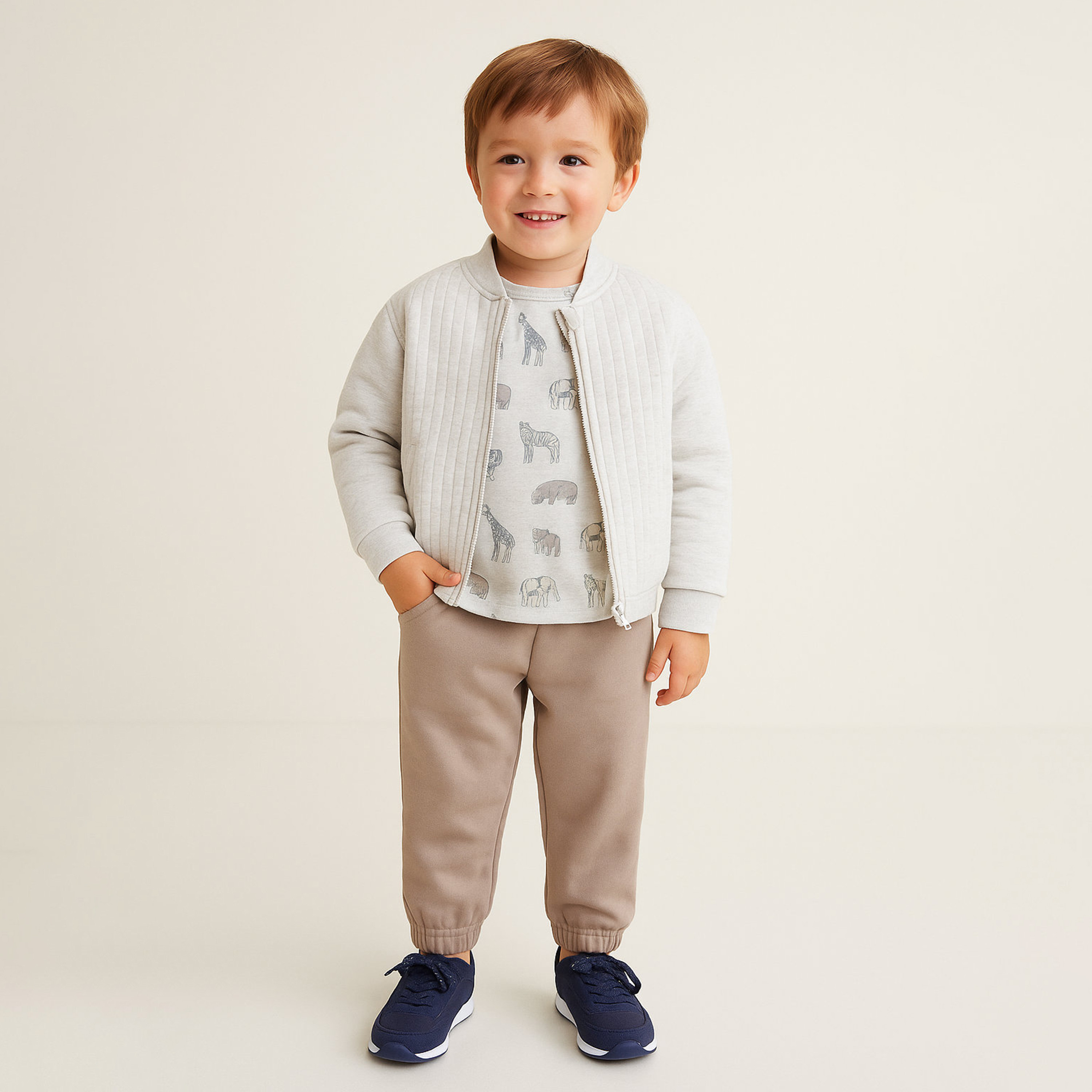 طقم من 3 قطع تيشيرت وجاكيت وبنطلون بطبعة حيوانات من ديركيه-boys-clothing-setsandcoords-image-1