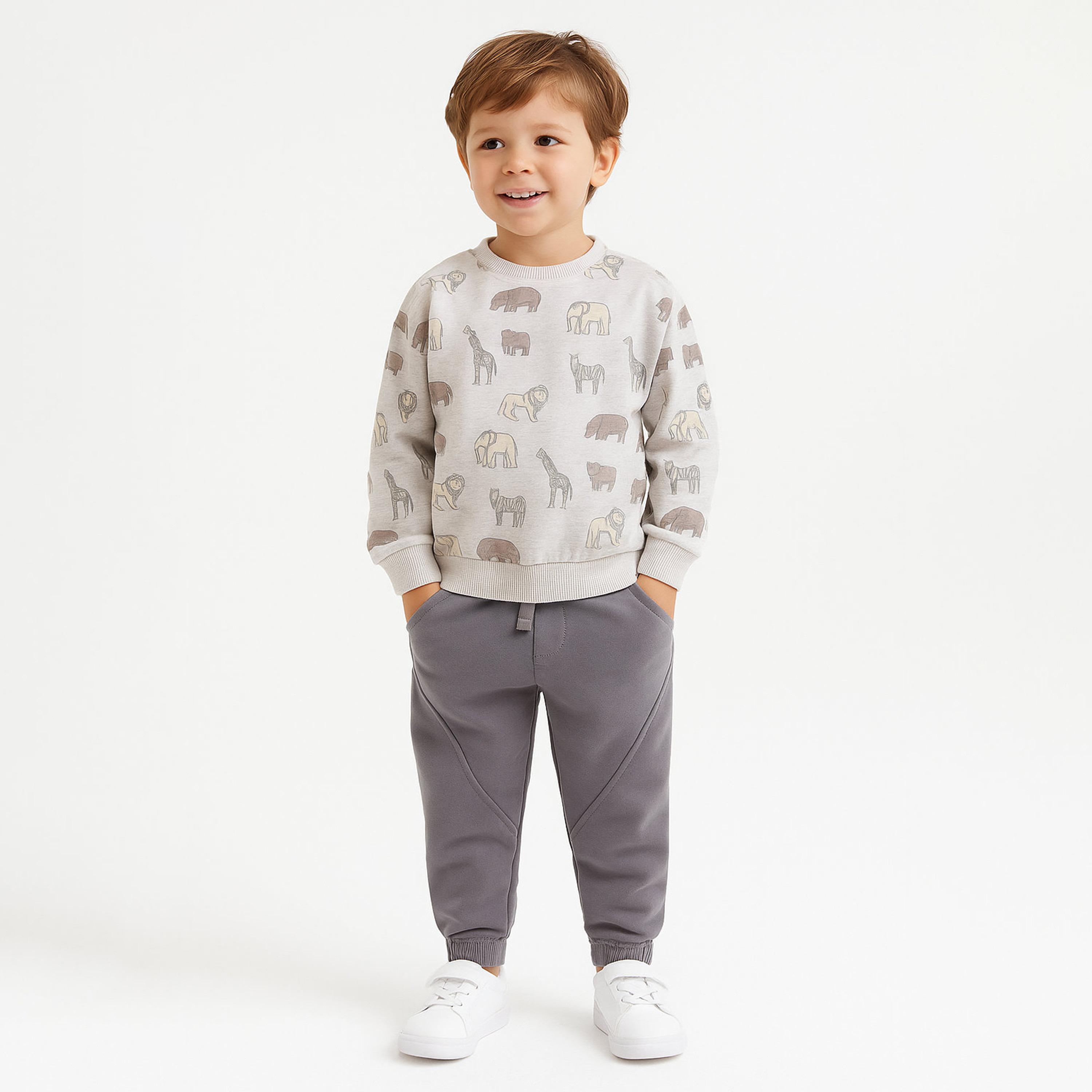 Dirkje 2-Piece Safari Printed Sweatshirt with Pants-boys-clothing-setsandcoords-image-1