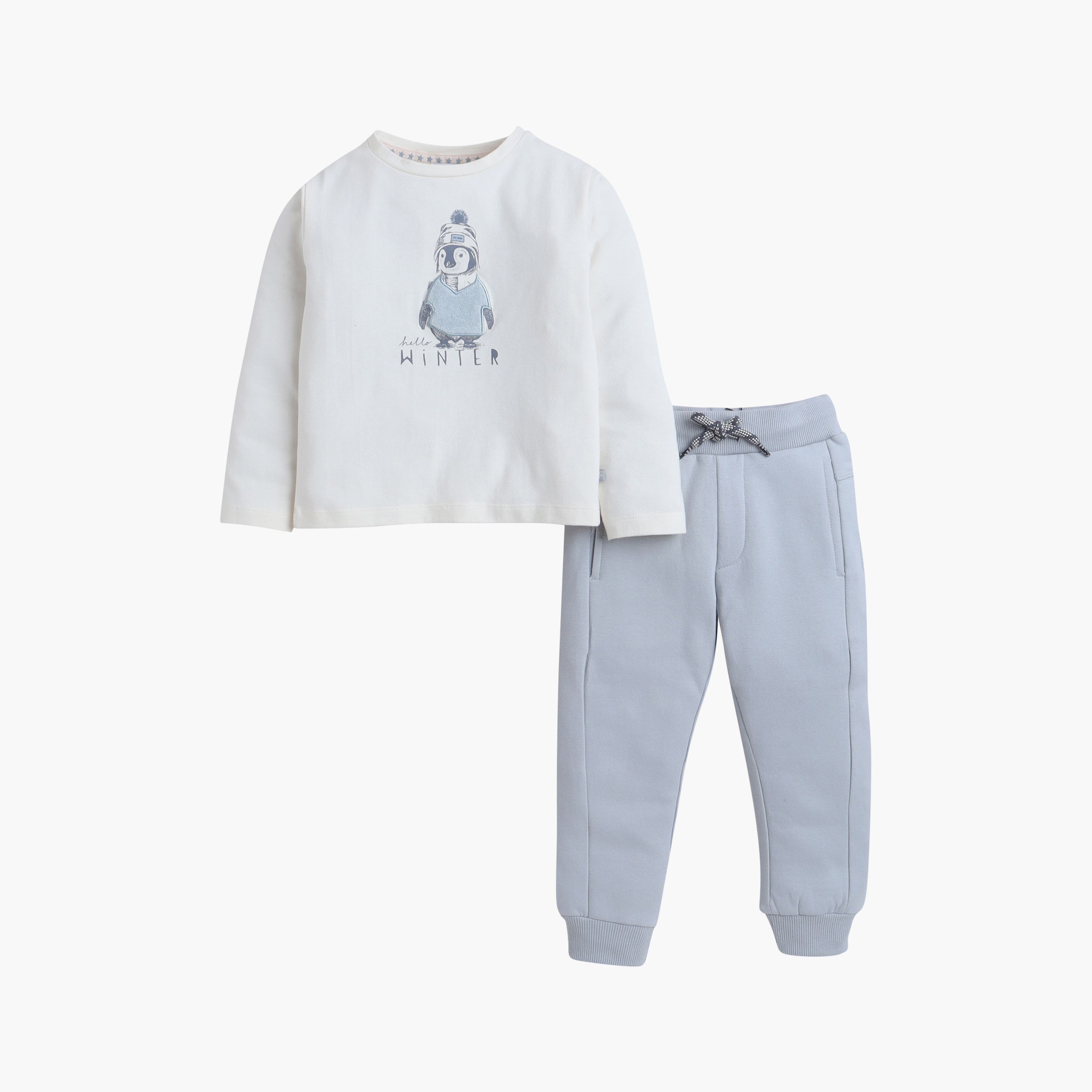 Dirkje 2-Piece Penguin Printed T-shirt with Pants-baby-boys-clothing-winterwear-setsandcoords-image-1