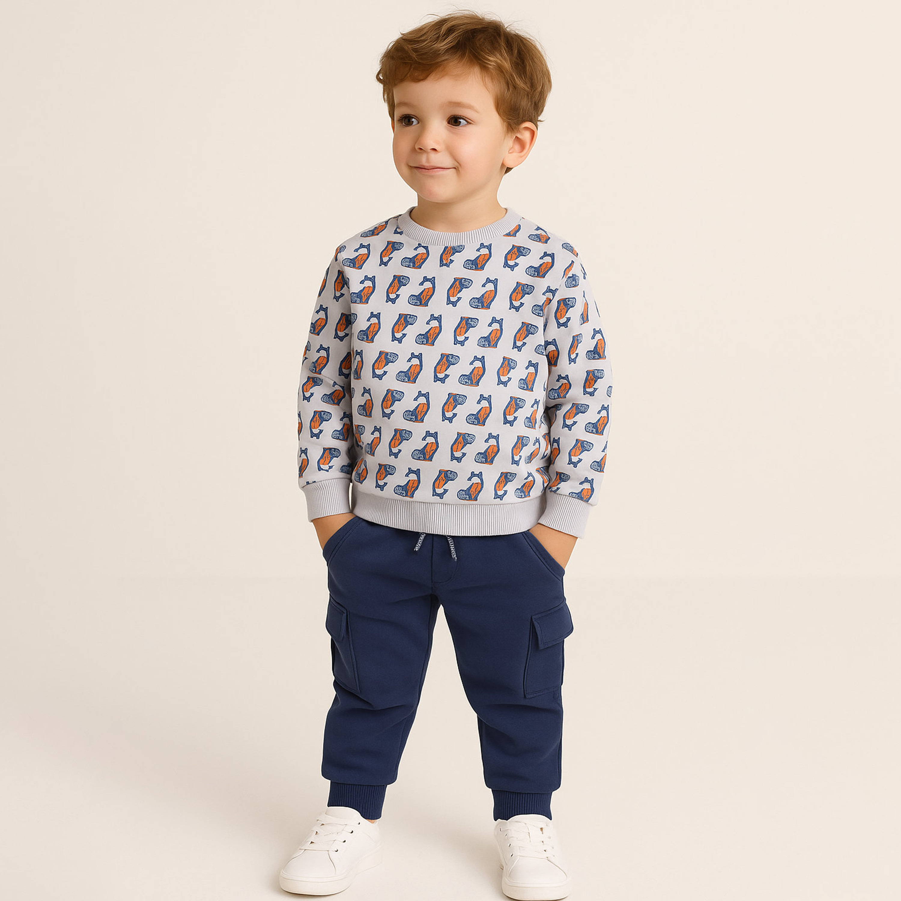 Dirkje 2-Piece Fox Adventure Printed Sweatshirt & Jogger Sets-boys-clothing-setsandcoords-image-1