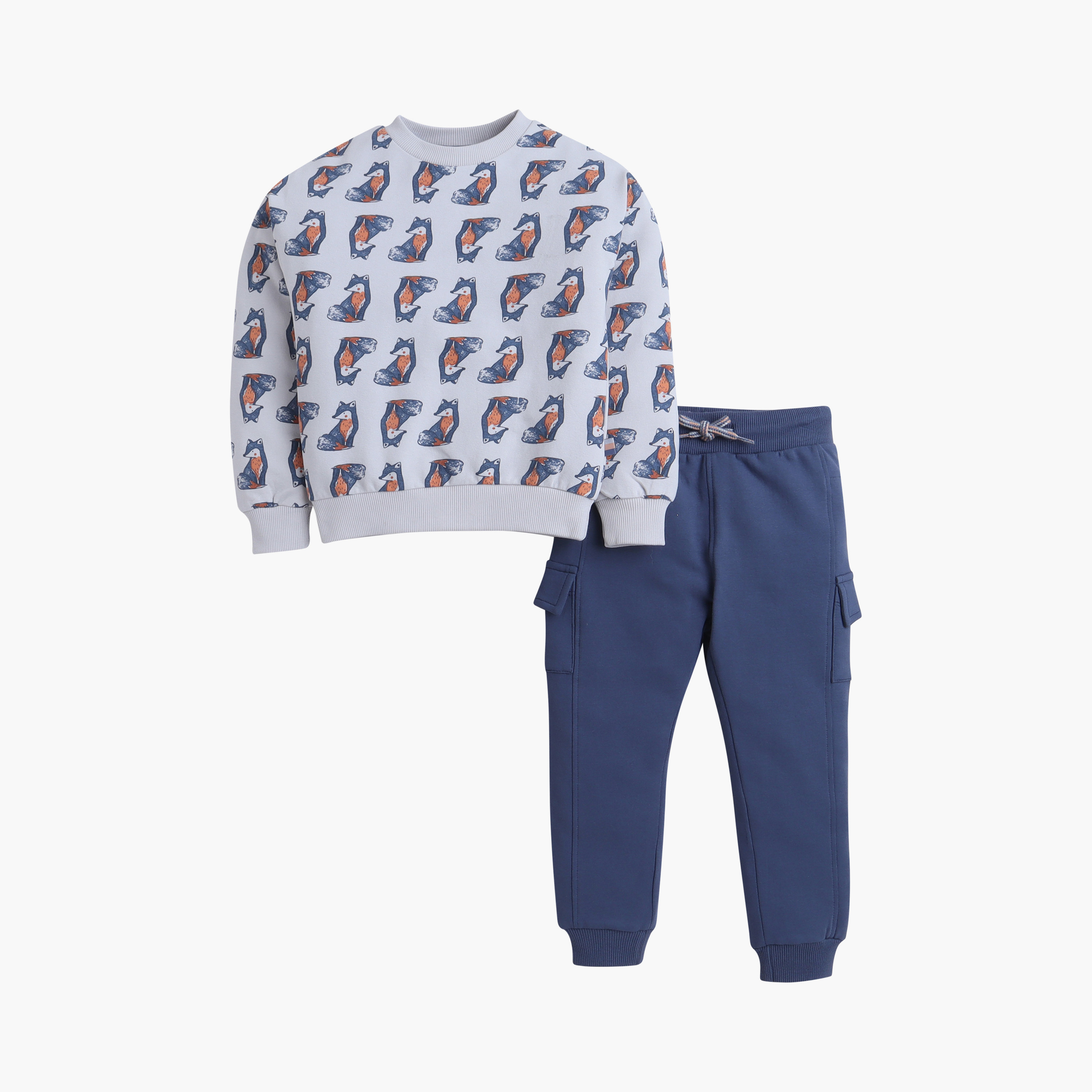 Dirkje 2-Piece Fox Adventure Printed Sweatshirt & Jogger Sets-boys-clothing-setsandcoords-image-2