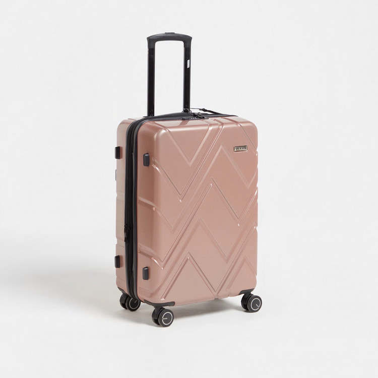WAVE Textured Hardcase Trolley Bag with Retractable Handle and Wheels