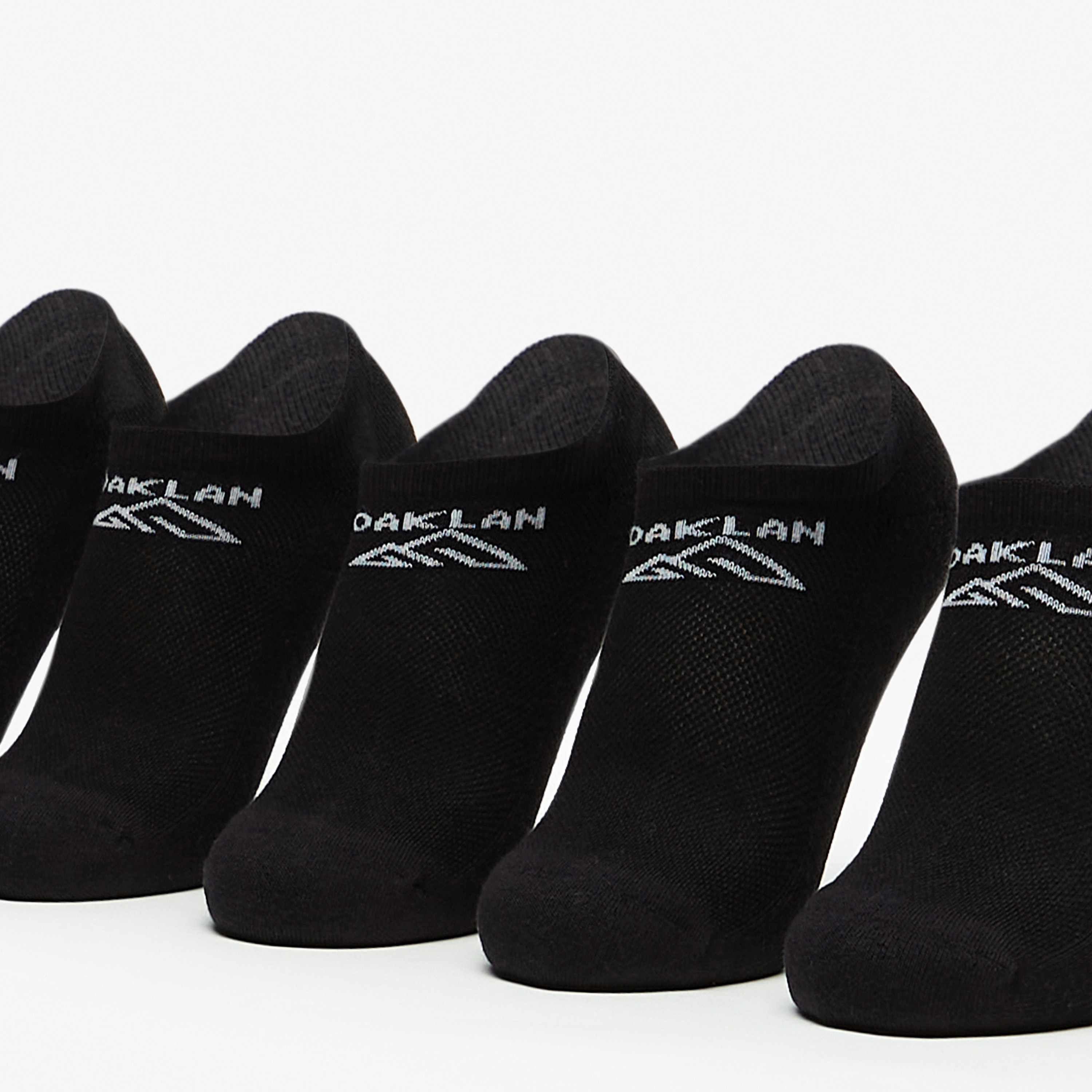 OAKLAN Logo Print Ankle Length Cushioned Sports Socks - Set of 5-women-socksandstockings-image-2