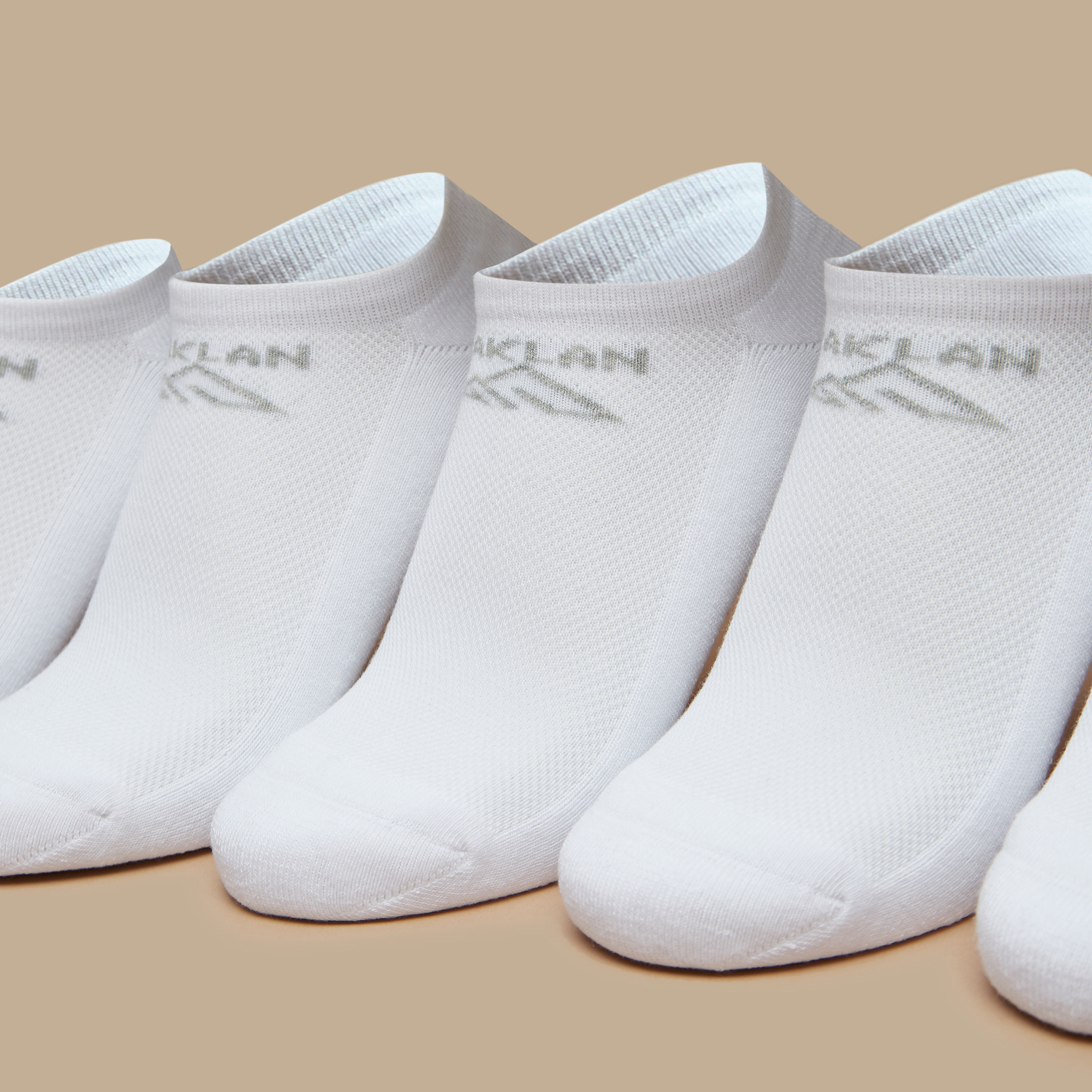 OAKLAN Logo Print Ankle Length Cushioned Sports Socks - Set of 5-women-socksandstockings-image-2