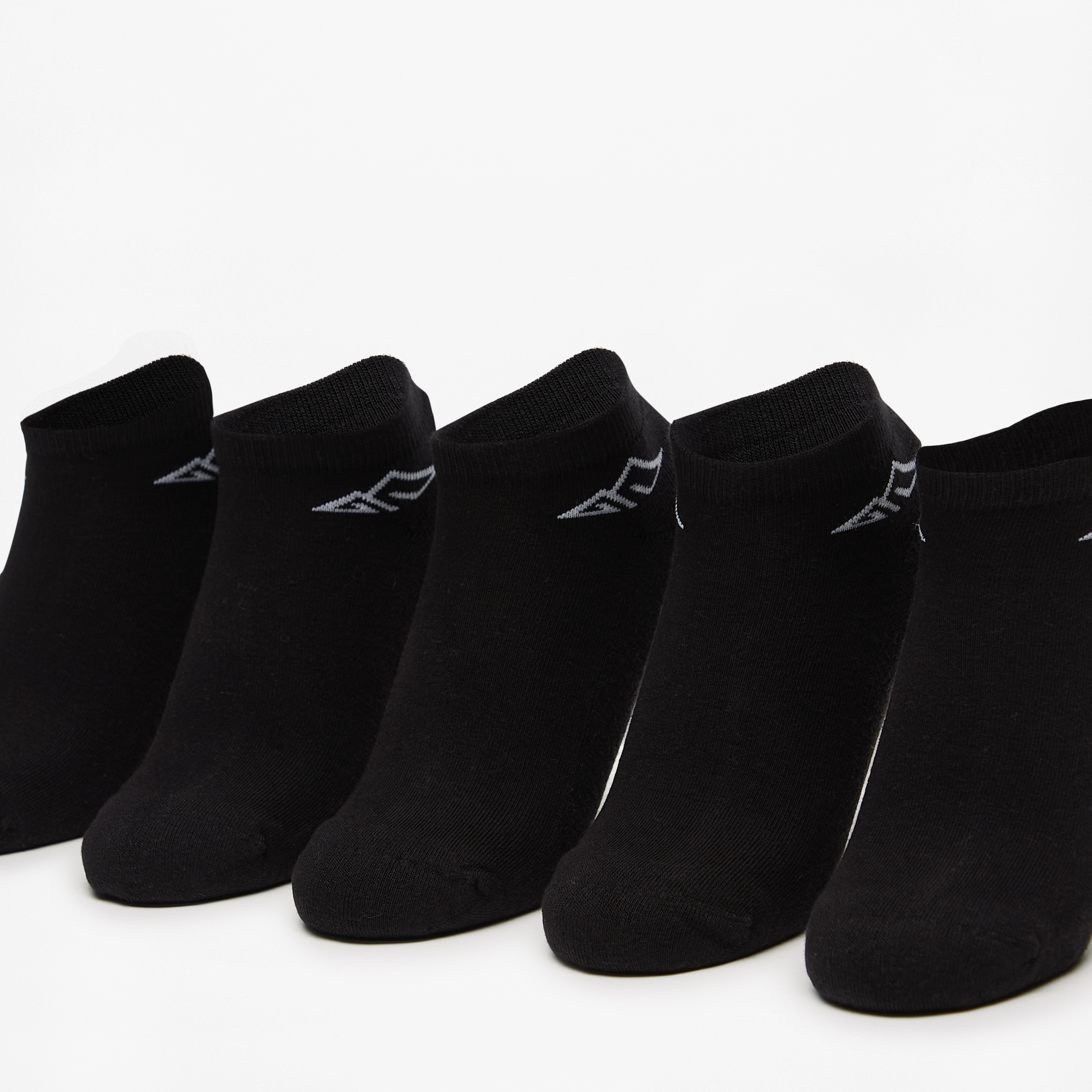 OAKLAN Logo Print Ankle Length Cushioned Sports Socks - Set of 5-women-socksandstockings-image-2