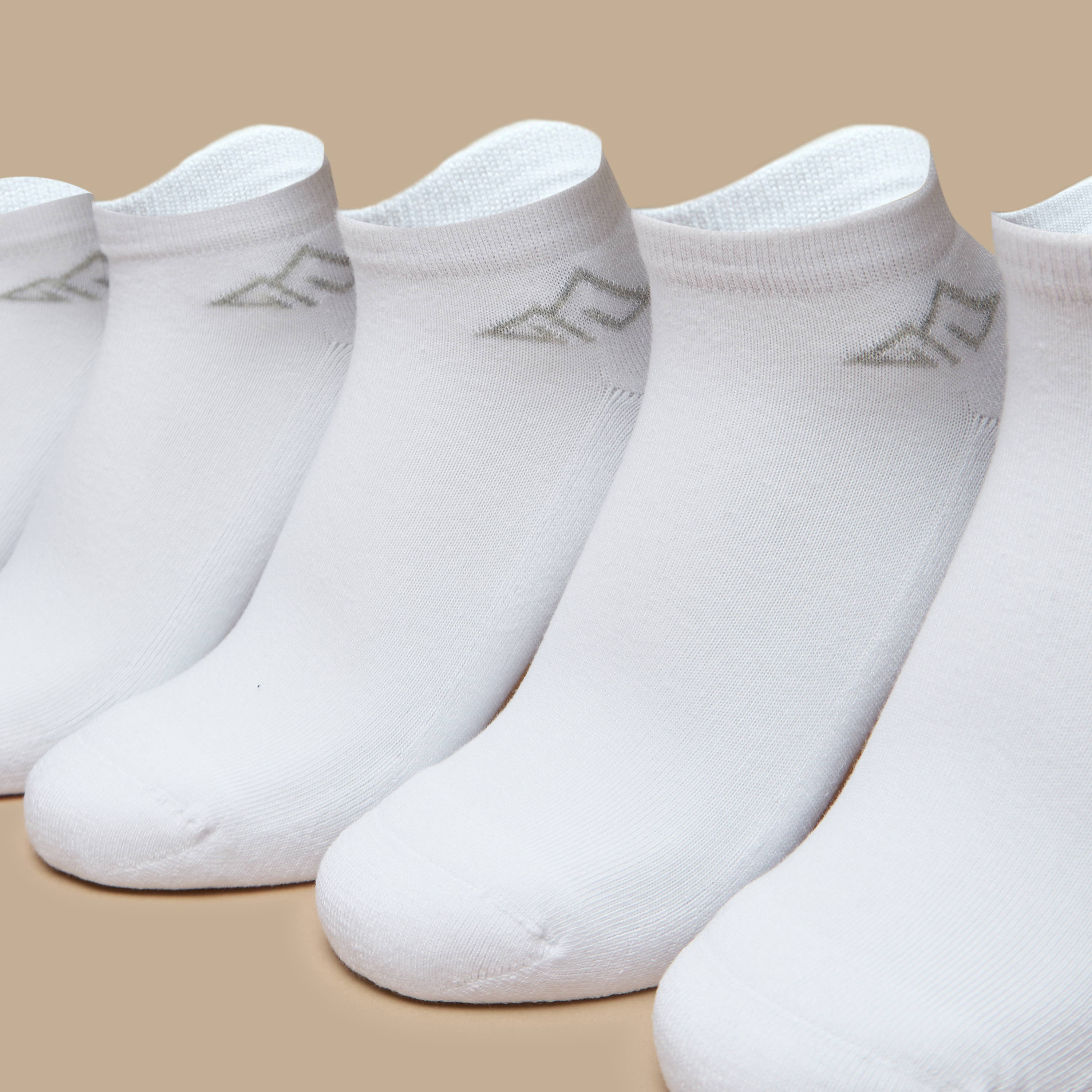 OAKLAN Logo Print Ankle Length Cushioned Sports Socks - Set of 5-women-socksandstockings-image-2