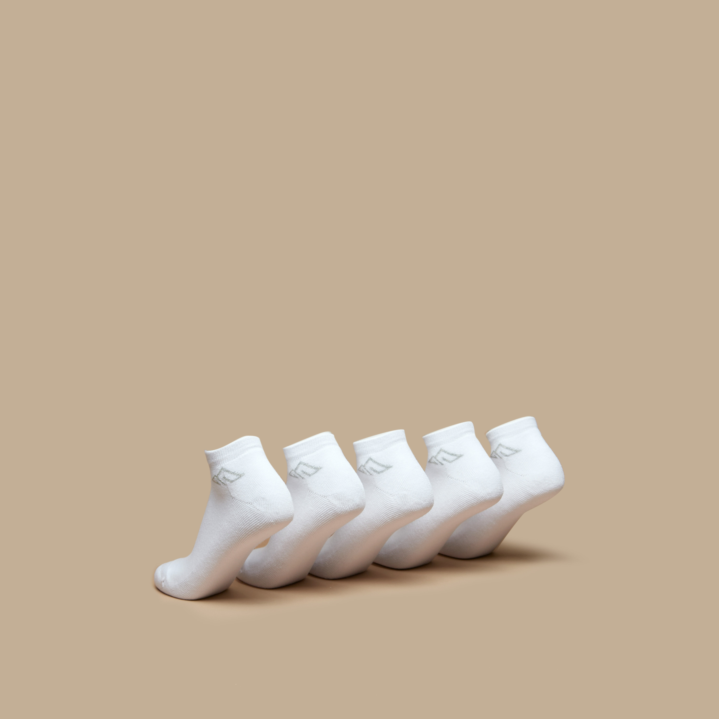 OAKLAN Logo Print Ankle Length Cushioned Sports Socks - Set of 5-women-socksandstockings-image-3