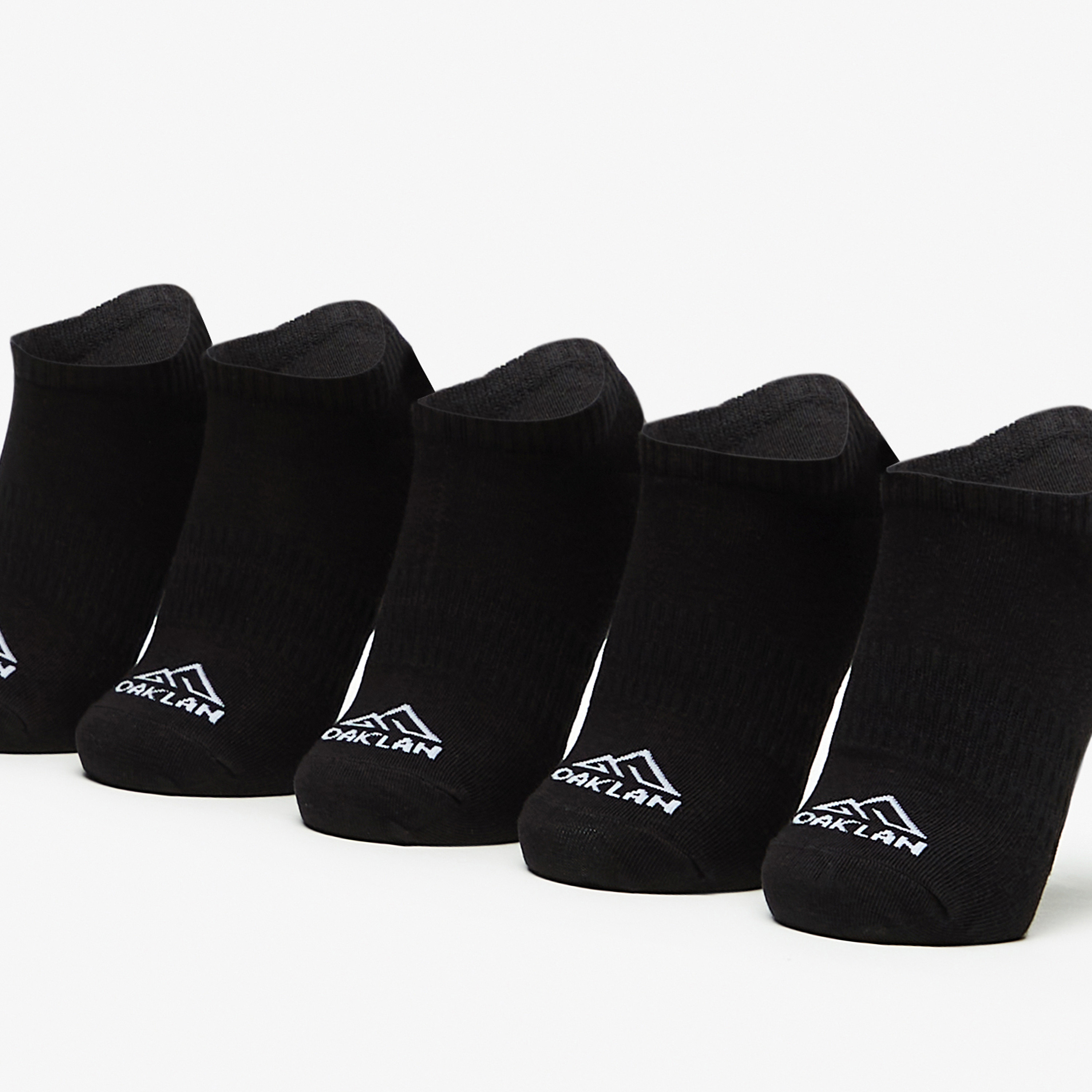 OAKLAN Logo Print Ankle Length Sports Socks - Set of 5-women-socksandstockings-image-2