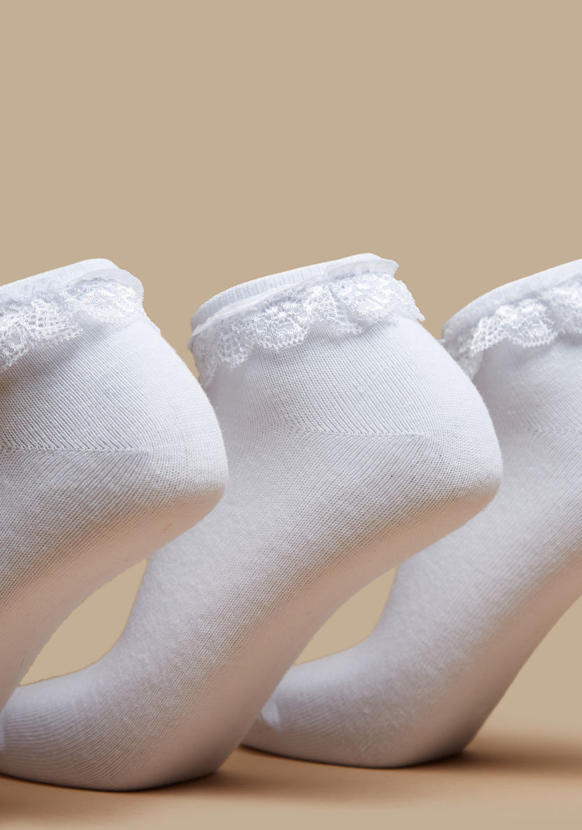 Juniors Lace Detail Ankle Length Socks - Set of 3-Girl%27s Socks & Tights-image-1