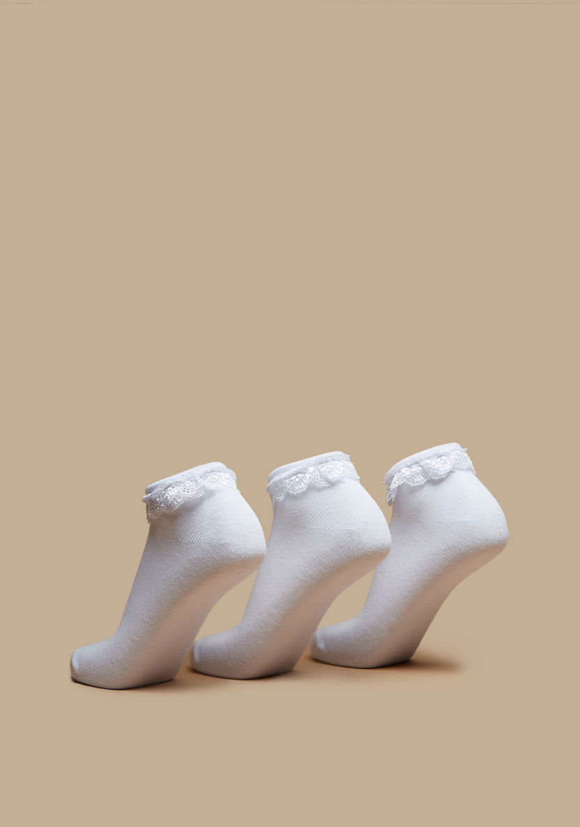 Juniors Lace Detail Ankle Length Socks - Set of 3-Girl%27s Socks & Tights-image-2