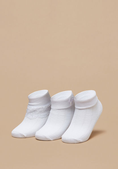 Textured Ankle Length Socks - Set of 3-Girl%27s Socks & Tights-image-0