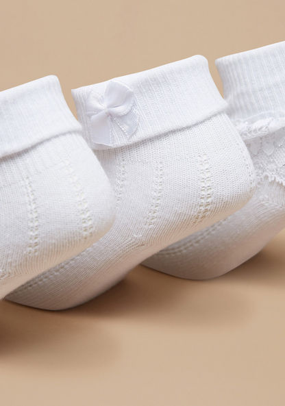 Textured Ankle Length Socks - Set of 3-Girl%27s Socks & Tights-image-2