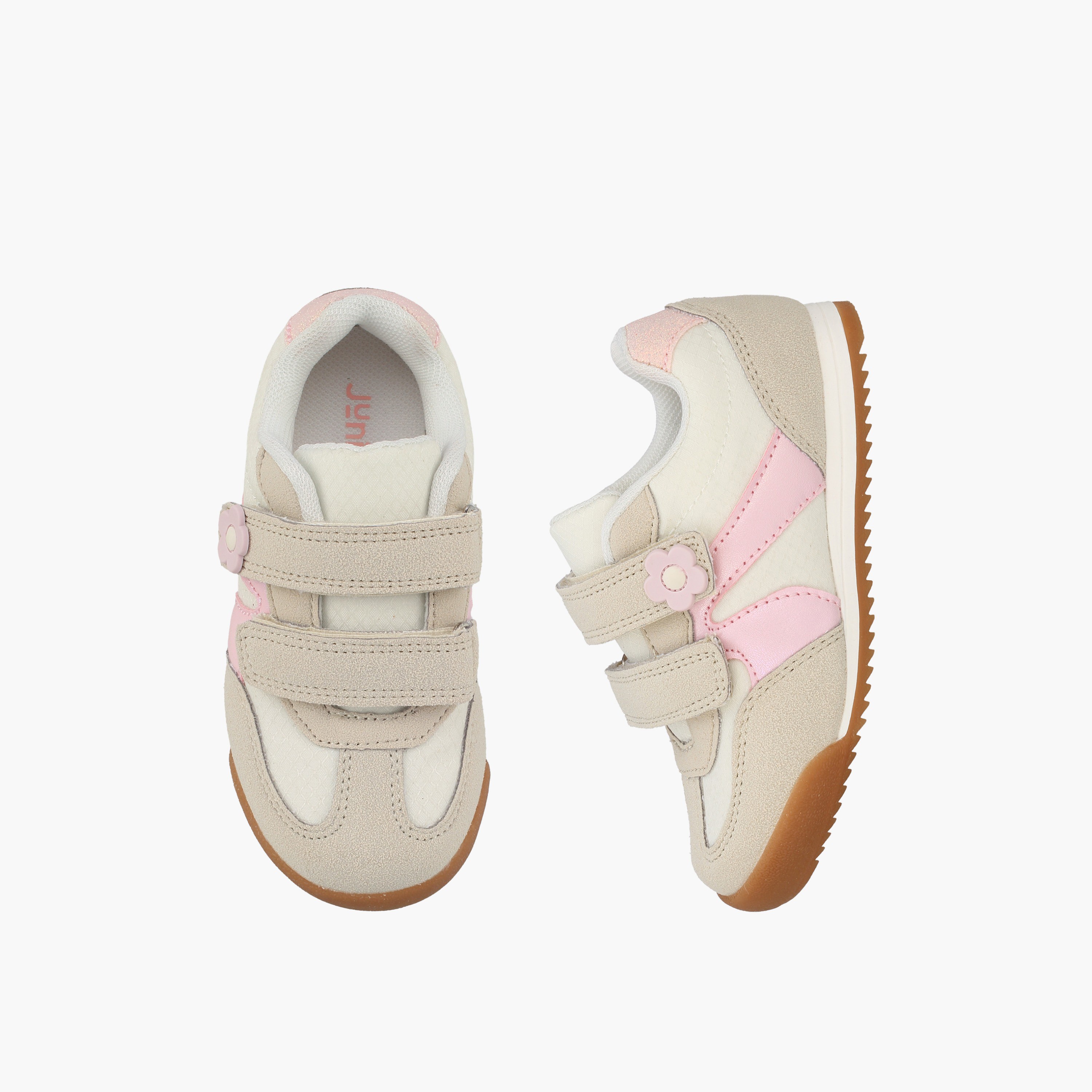 حذاء سنيكرز بشريط إغلاق لاصق وزينة زهور للبنات من جونيورز-girls-shoes-sneakers-image-1