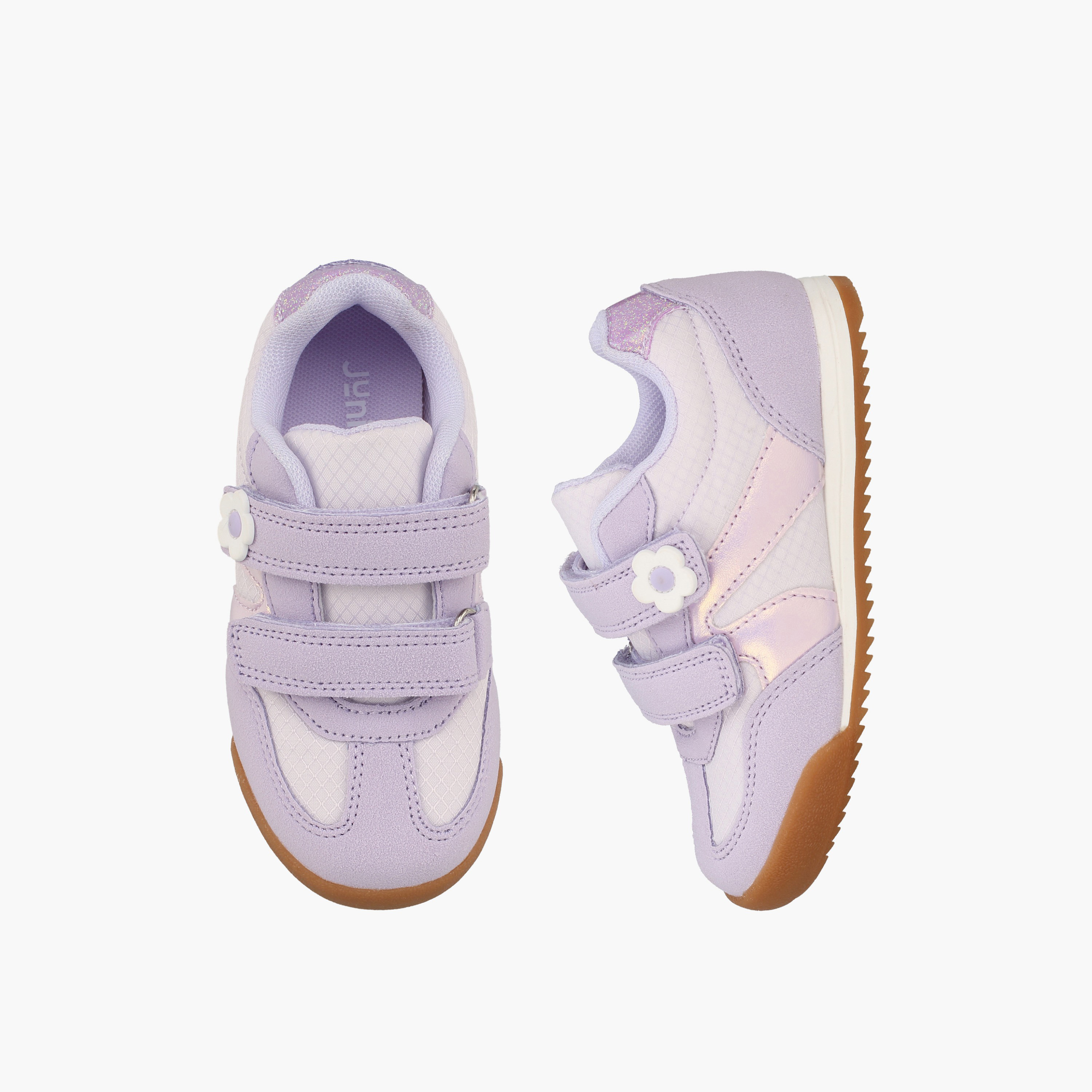 حذاء سنيكرز بشريط إغلاق لاصق وزينة زهور للبنات من جونيورز-girls-shoes-sneakers-image-1