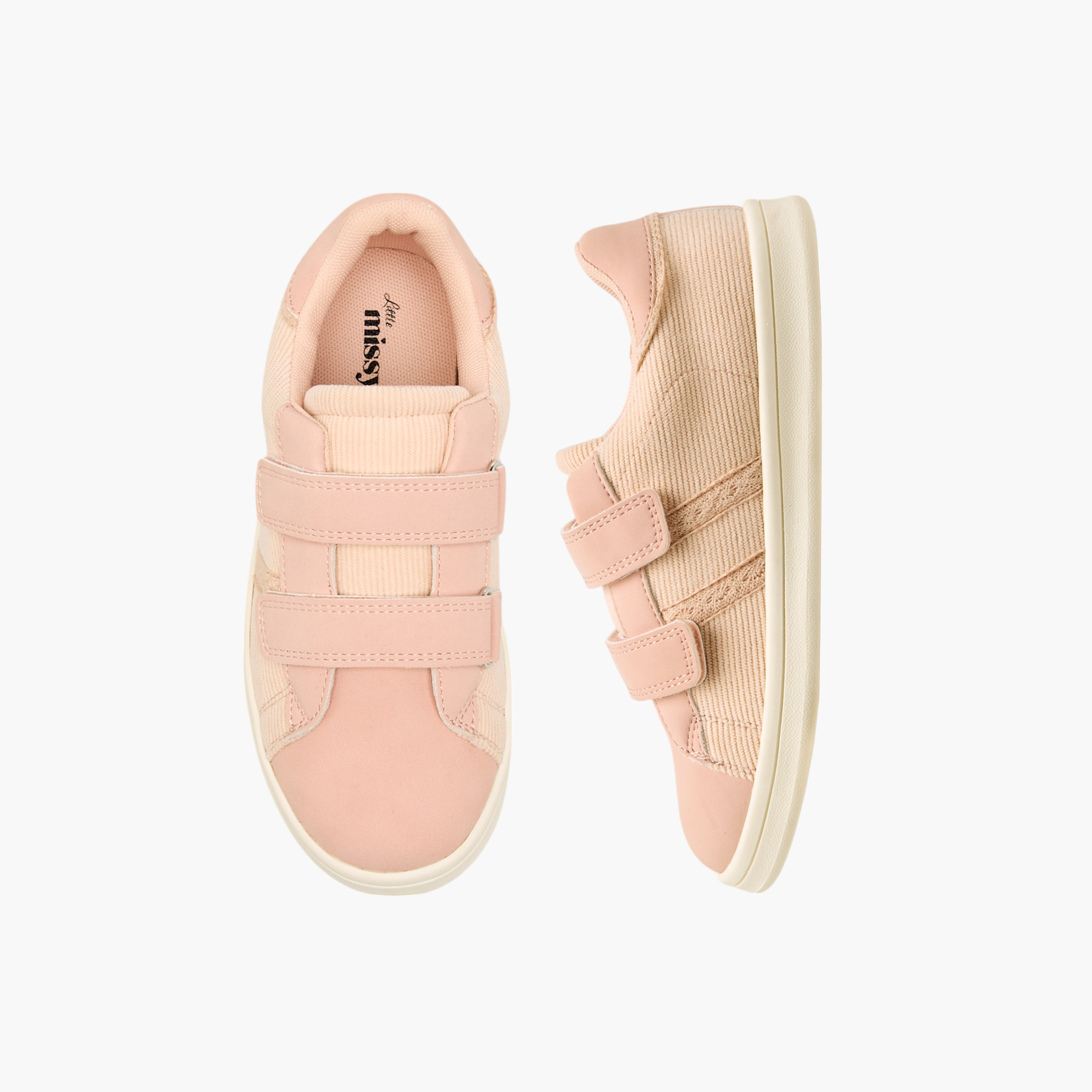 Little Missy Panelled Sneakers with Hook and Loop Closure-girls-shoes-sneakers-image-1