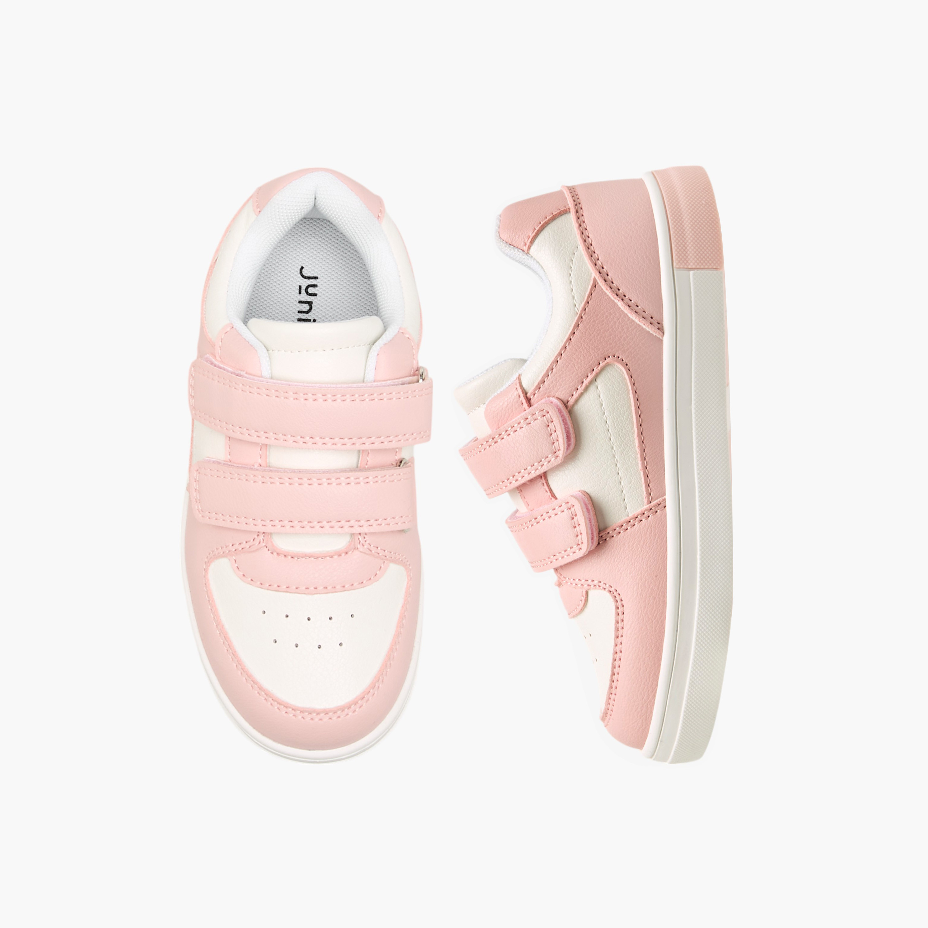 Juniors Panelled Sneakers with Hook and Loop Closure-girls-shoes-sneakers-image-1