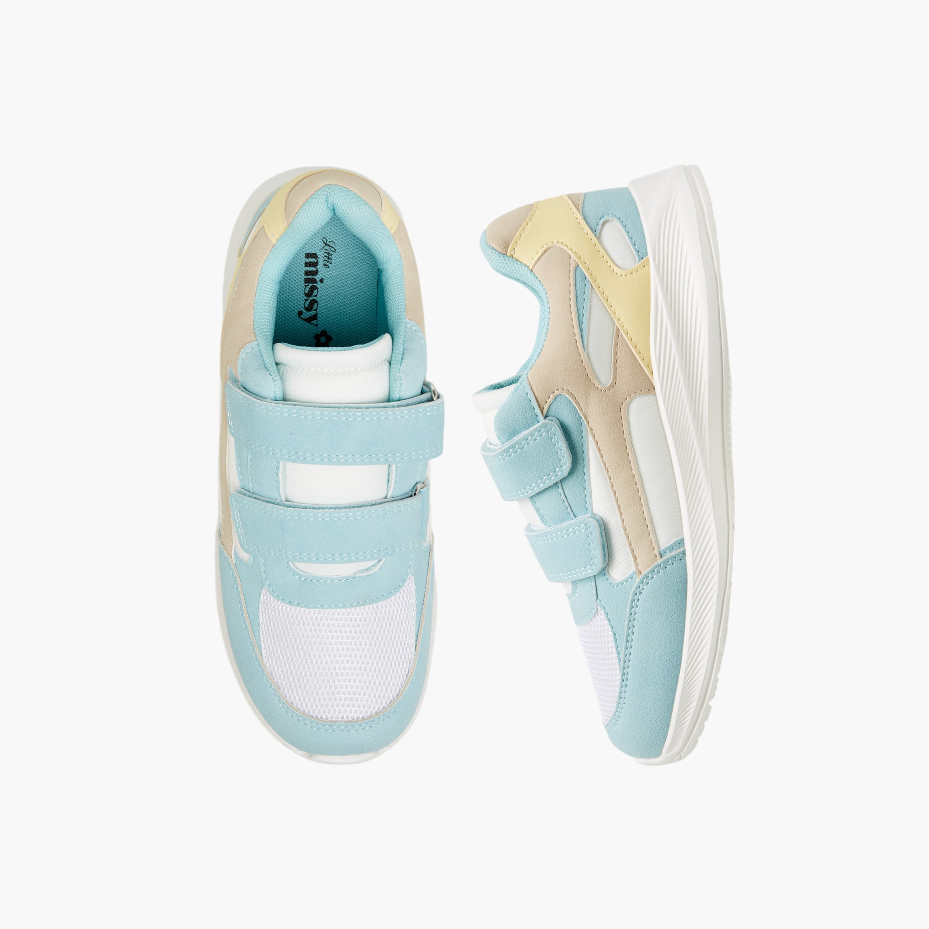 Little Missy Colourblock Sneakers with Hook and Loop Closure-girls-shoes-sneakers-image-1