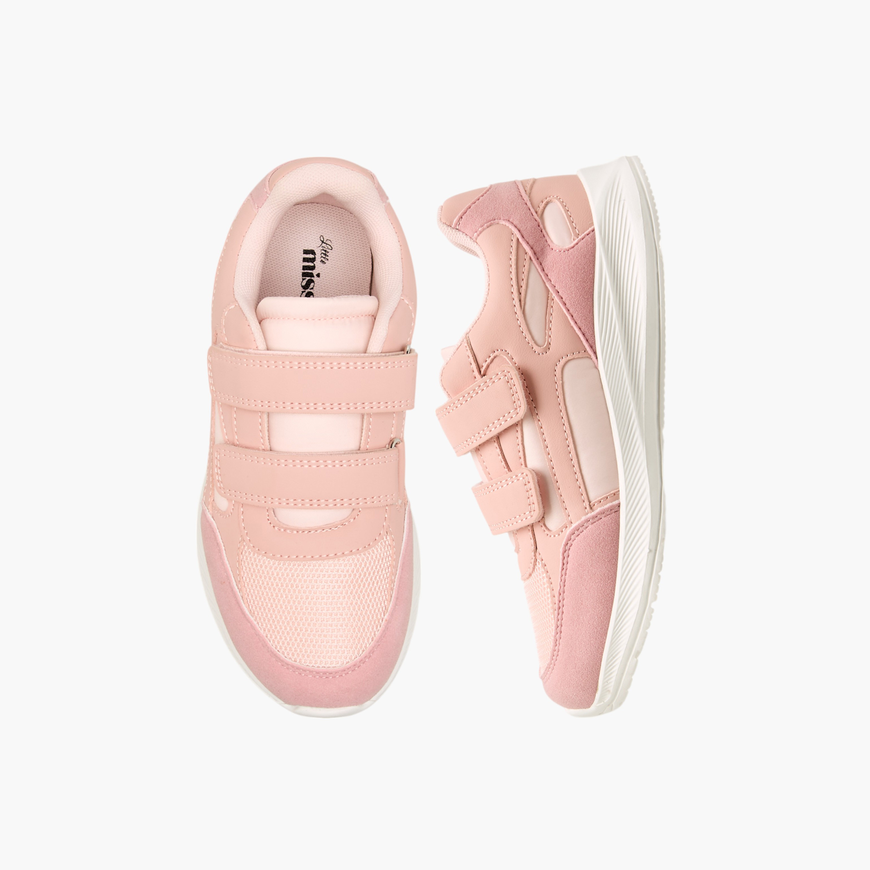 Little Missy Panelled Sneakers with Hook and Loop Closure-girls-shoes-sneakers-image-1