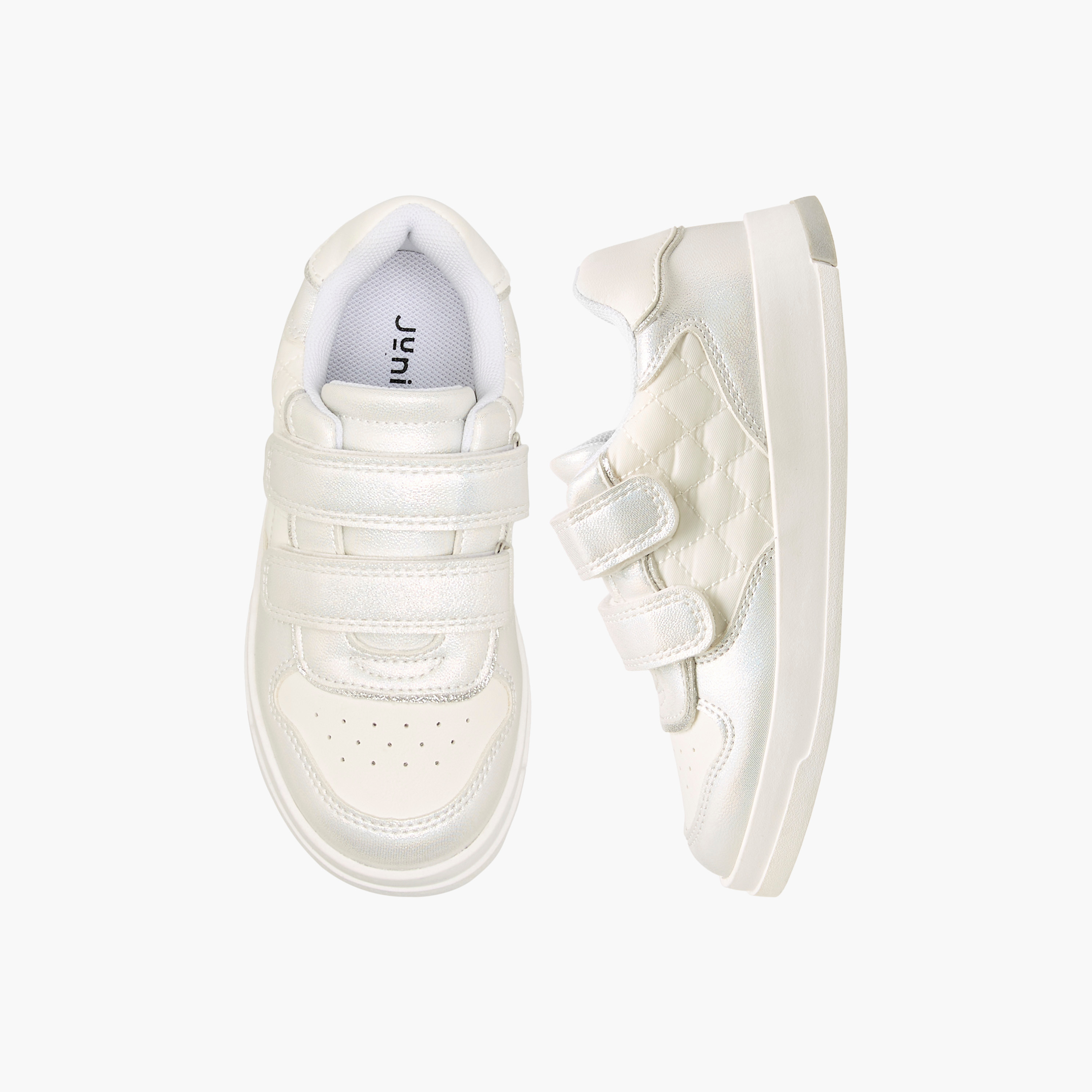 Juniors Panelled Sneakers with Hook and Loop Closure-girls-shoes-sneakers-image-1