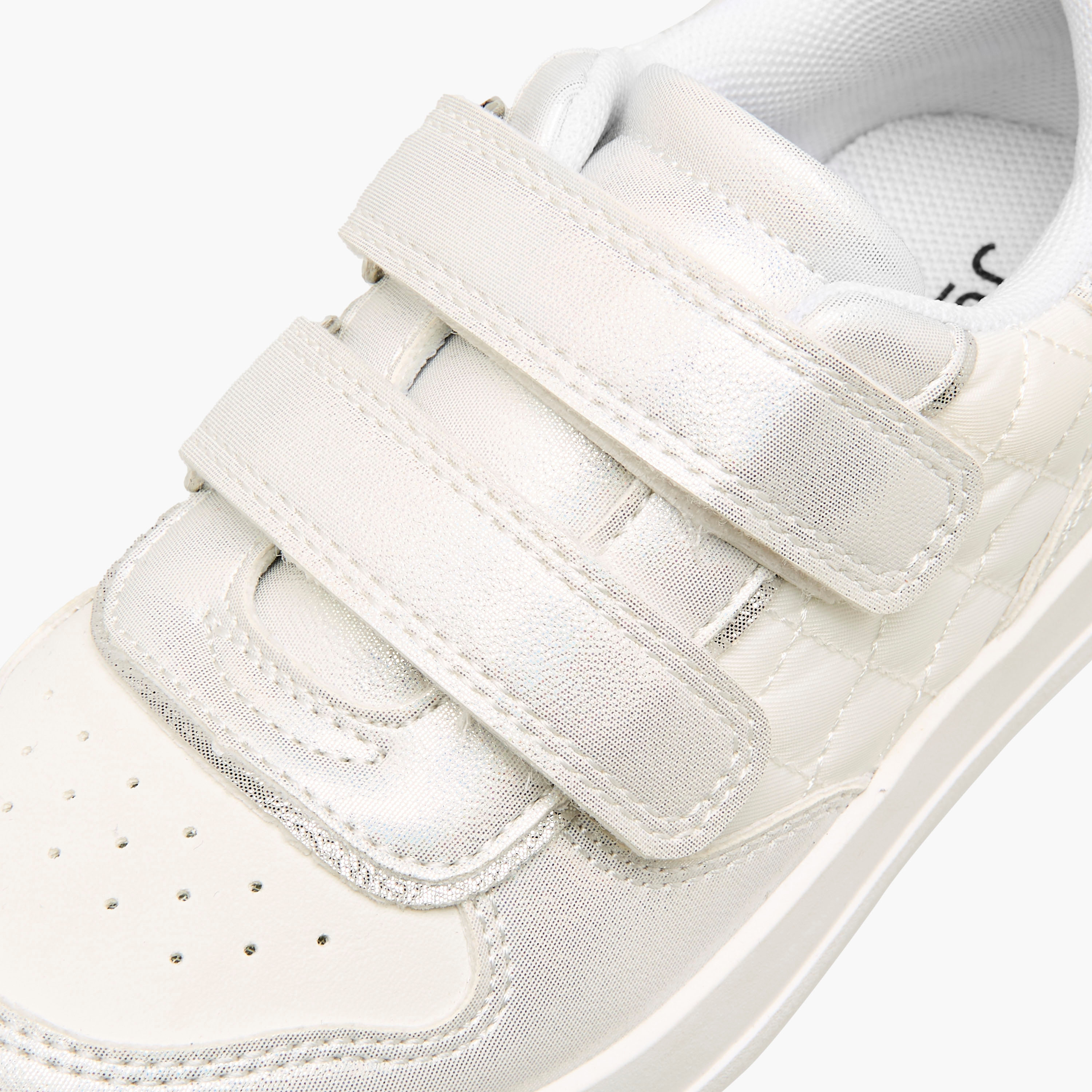 Juniors Panelled Sneakers with Hook and Loop Closure-girls-shoes-sneakers-image-4