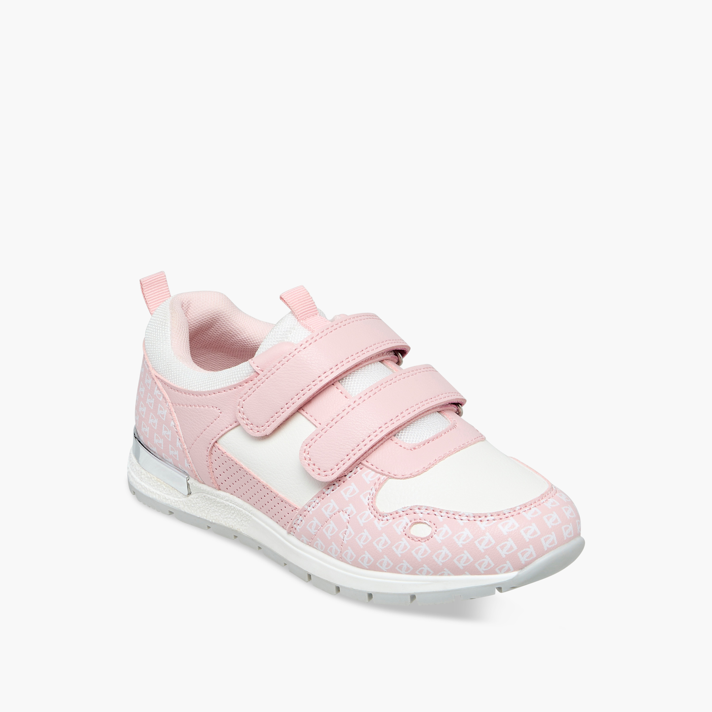 Paprika Monogram Print Sneakers with Hook and Loop Closure-girls-shoes-sneakers-image-2