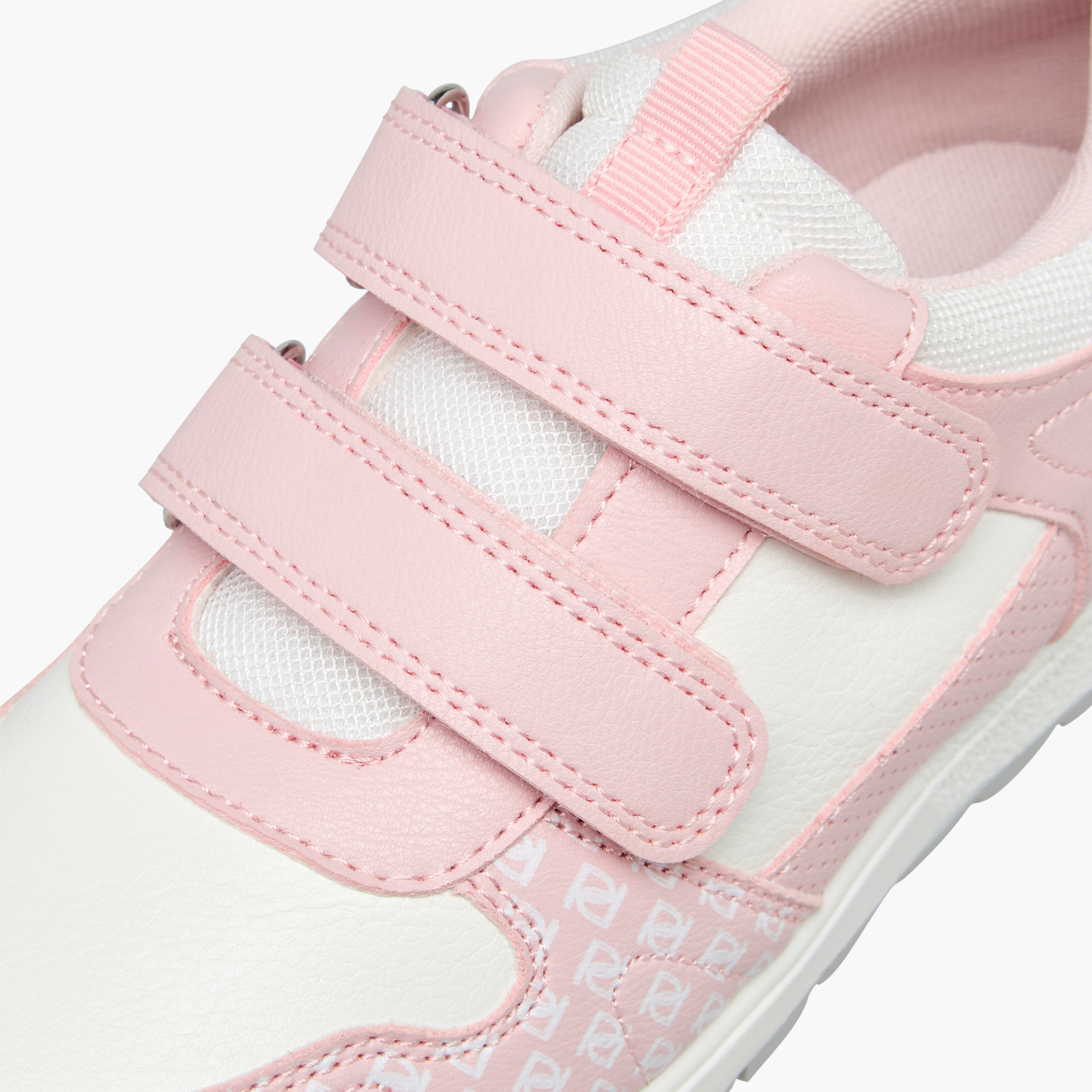 Paprika Monogram Print Sneakers with Hook and Loop Closure-girls-shoes-sneakers-image-4