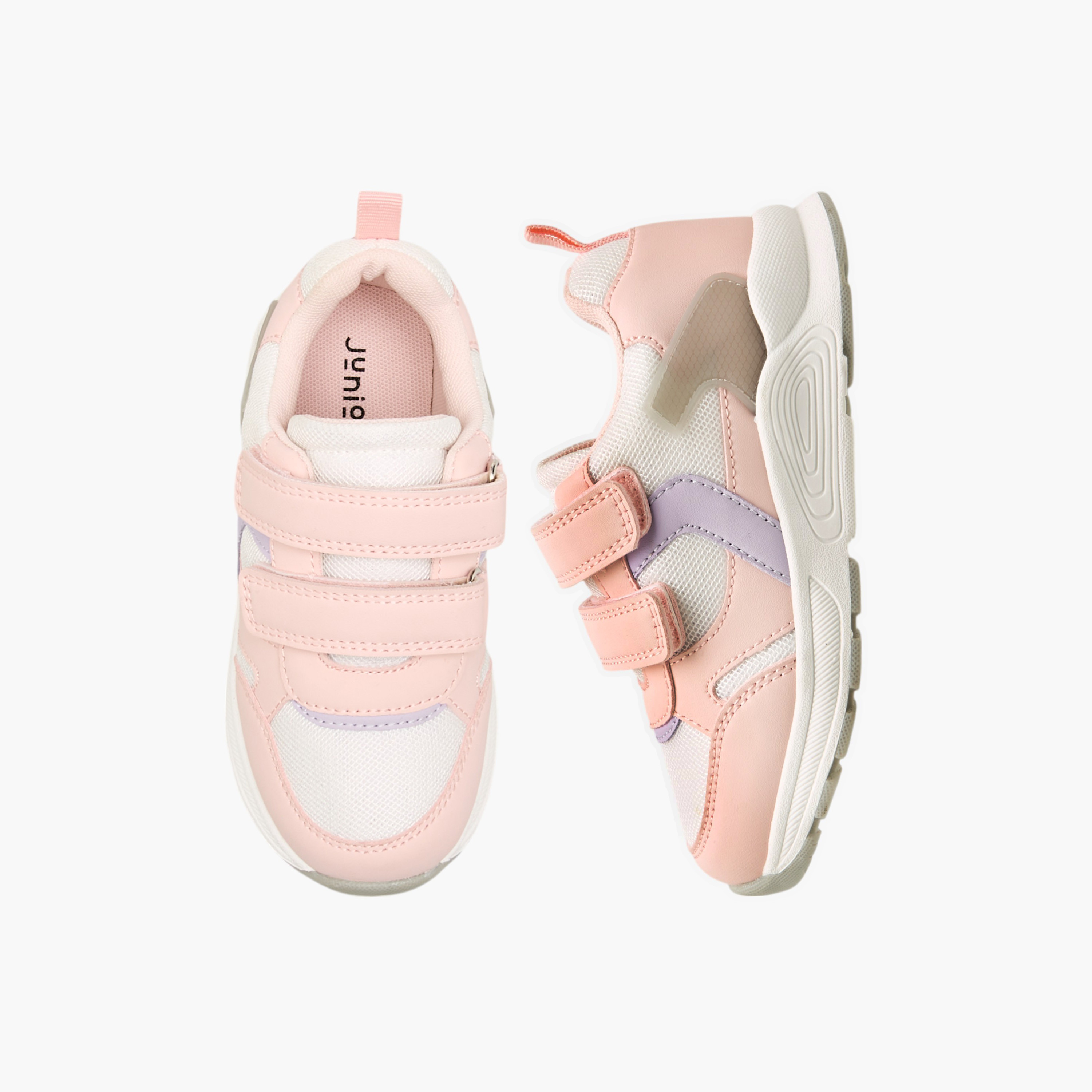 Juniors Panelled Sneakers with Hook and Loop Closure-girls-shoes-sneakers-image-1