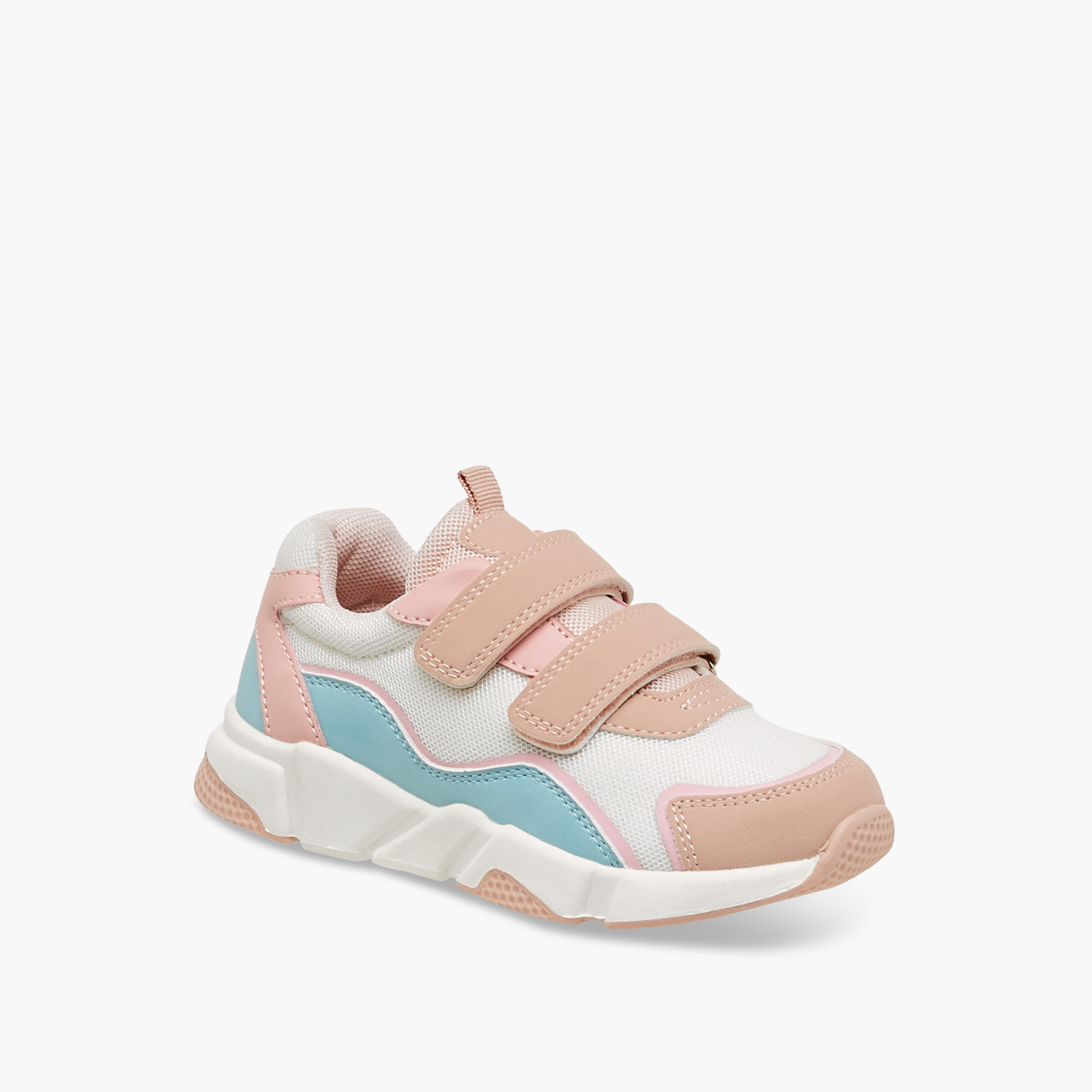 Juniors Colourblock Sneakers with Hook and Loop Closure-girls-shoes-sneakers-image-2