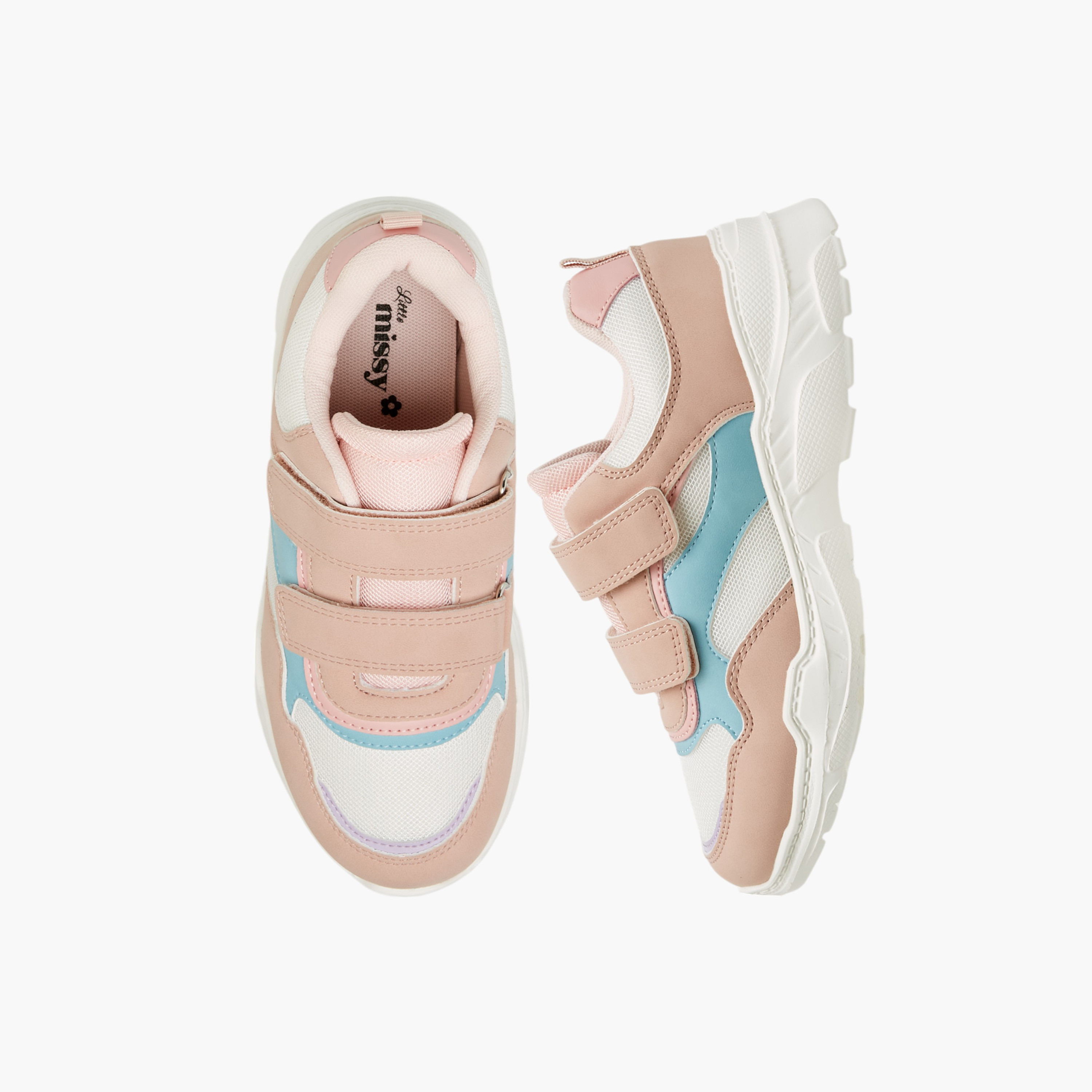 Little Missy Colourblock Sneakers with Hook and Loop Closure-girls-shoes-sneakers-image-1