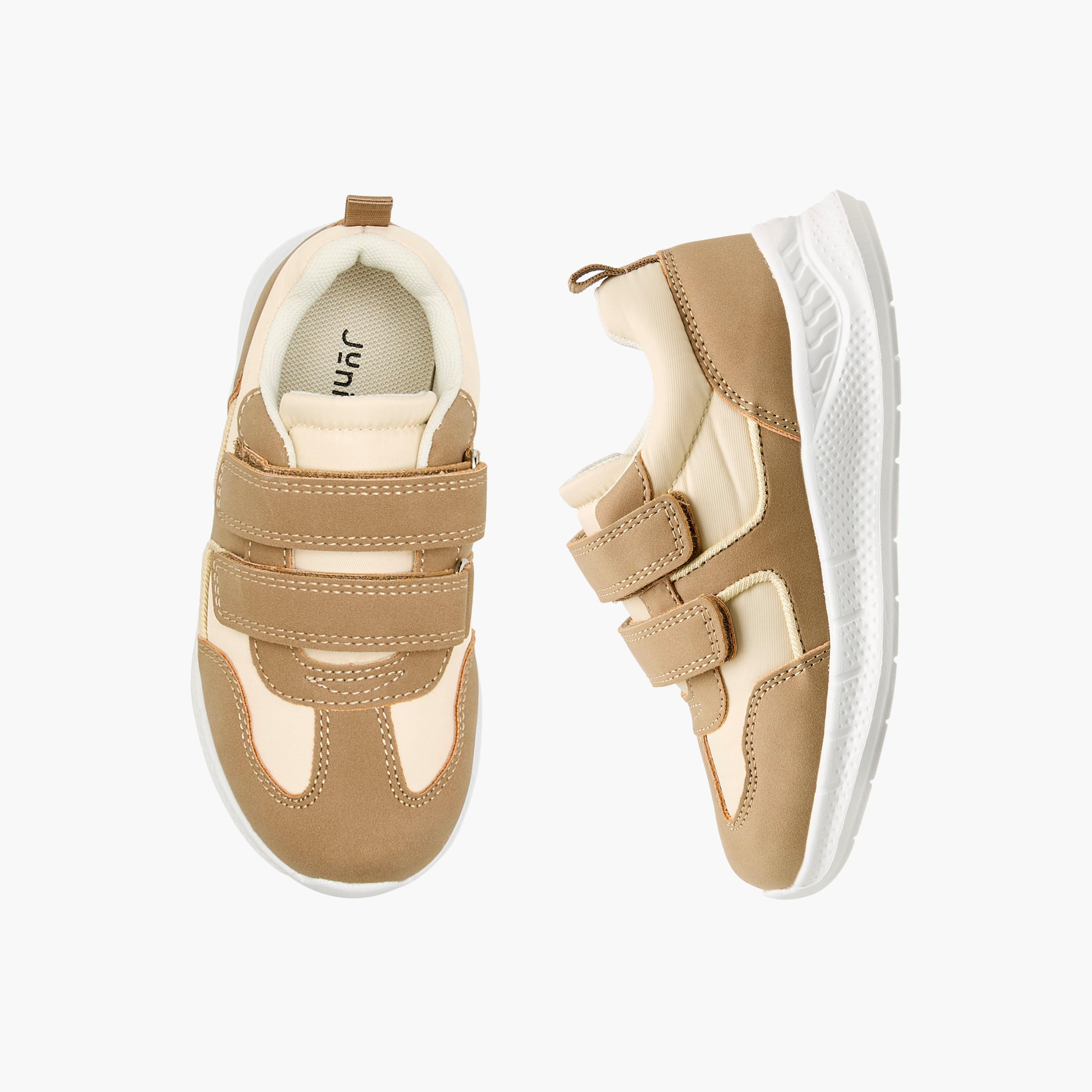 Juniors Panelled Sneakers with Hook and Loop Closure-boys-shoes-sneakers-image-1
