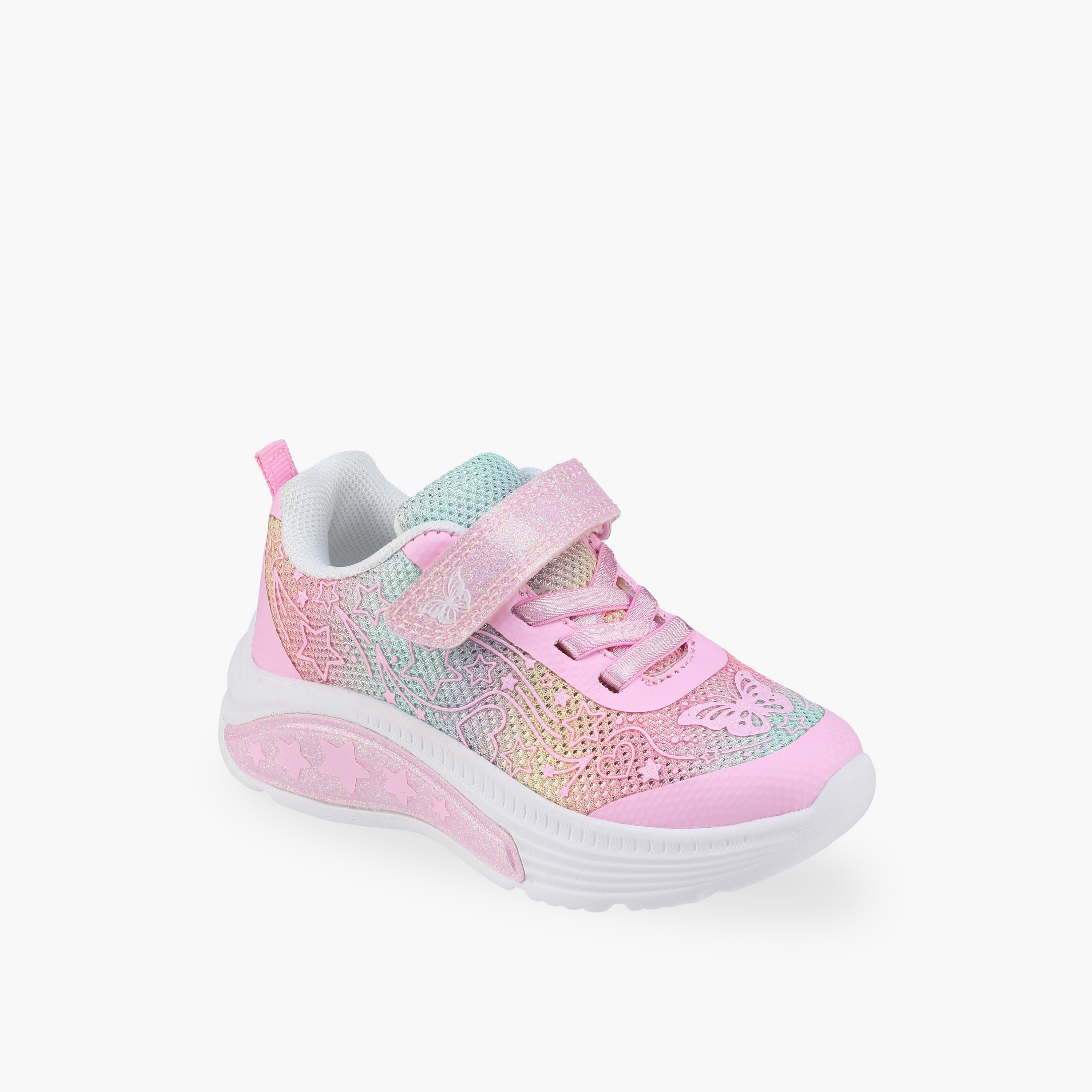 Flora Bella Girls Glitter Detail Hook & Loop Sneakers-girls-shoes-sneakers-image-2