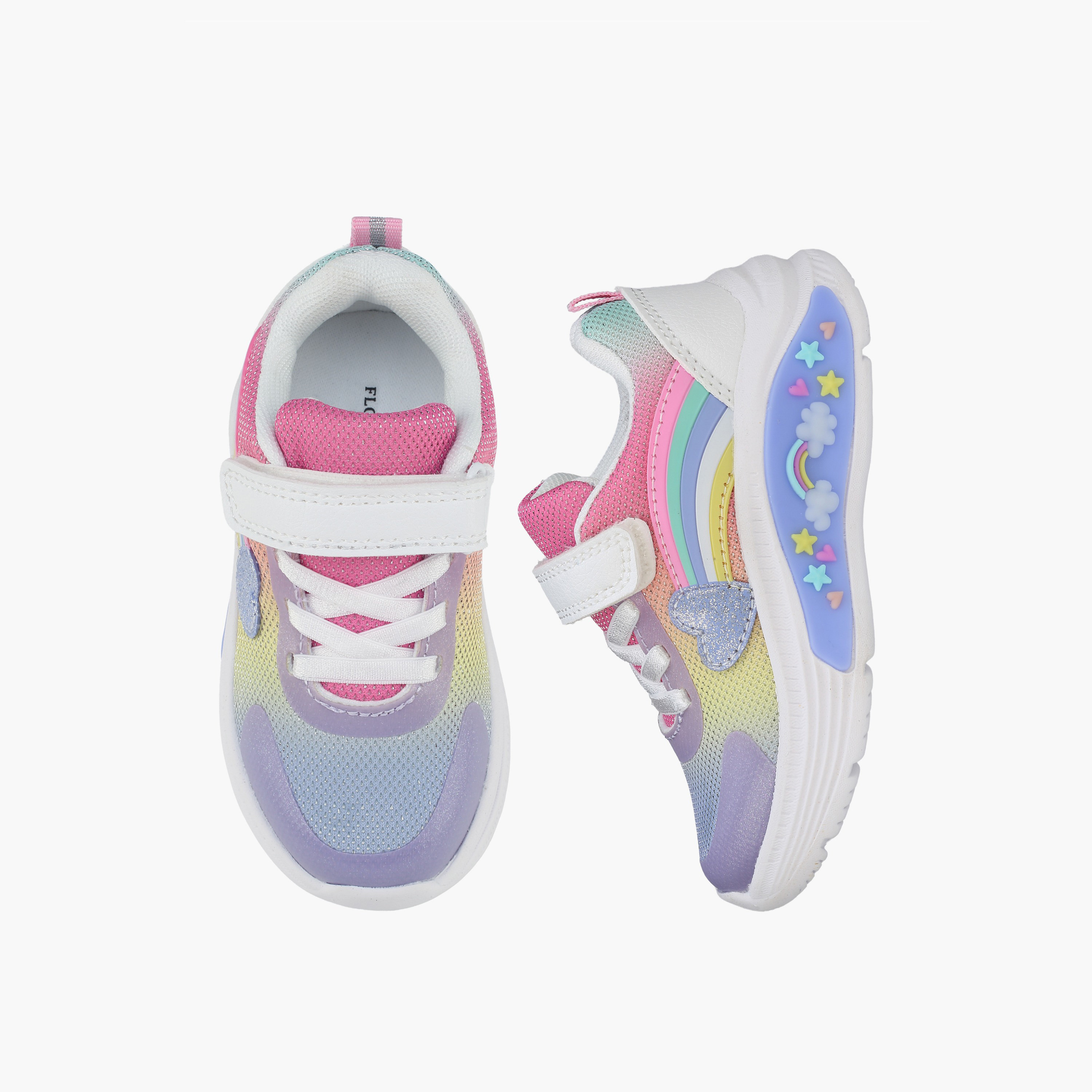 Flora Bella Girls Rainbow Detail Hook & Loop Sneakers-girls-shoes-sneakers-image-1