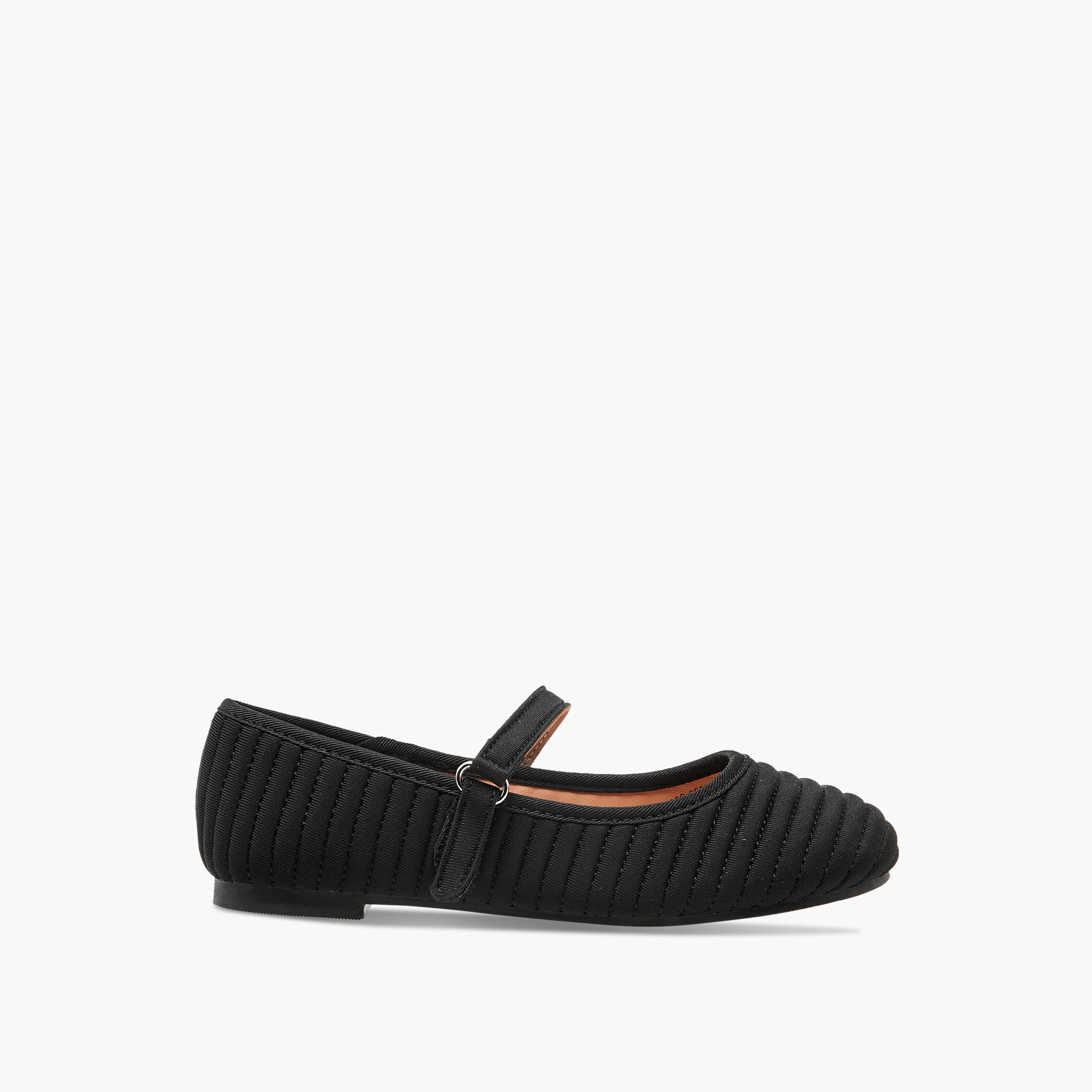 Little Missy Stitch Detail Ballerina Shoes with Hook and Loop Closure-girls-shoes-schoolshoes-image-3