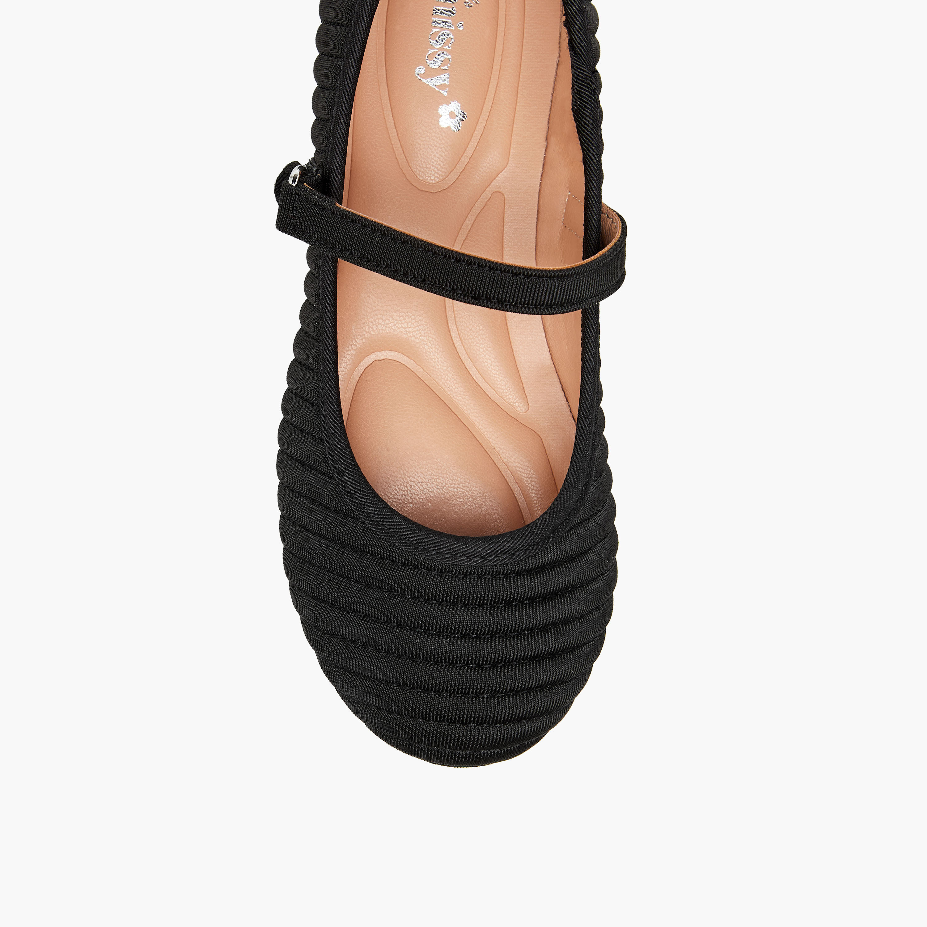 Little Missy Stitch Detail Ballerina Shoes with Hook and Loop Closure-girls-shoes-schoolshoes-image-4