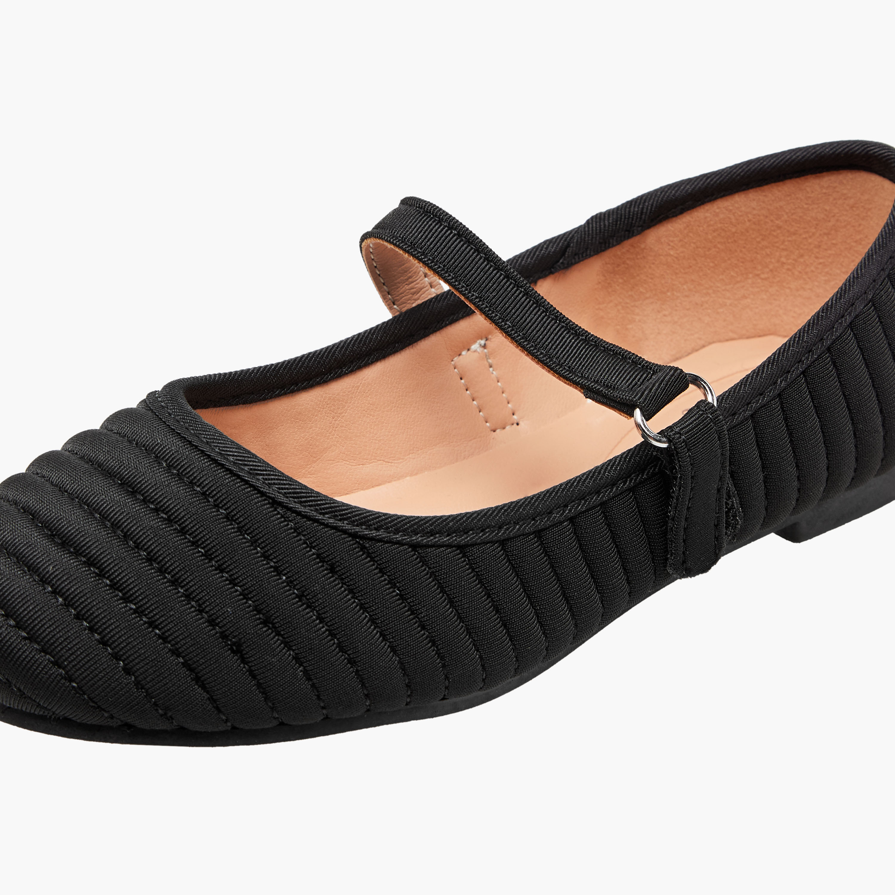 Little Missy Stitch Detail Ballerina Shoes with Hook and Loop Closure-girls-shoes-schoolshoes-image-6