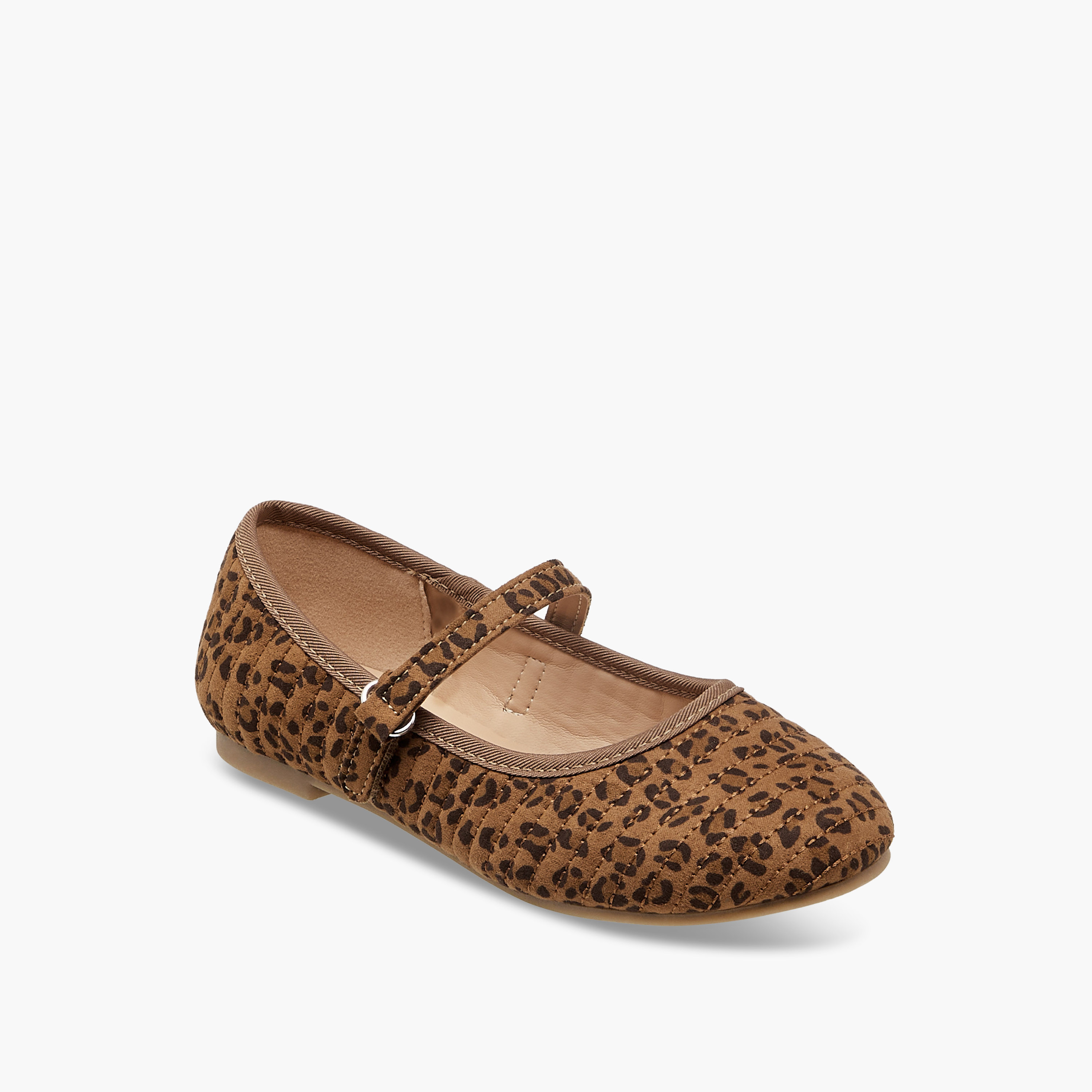 Little Missy Animal Print Ballerina Shoes with Hook and Loop Closure-girls-shoes-maryjanes-image-2