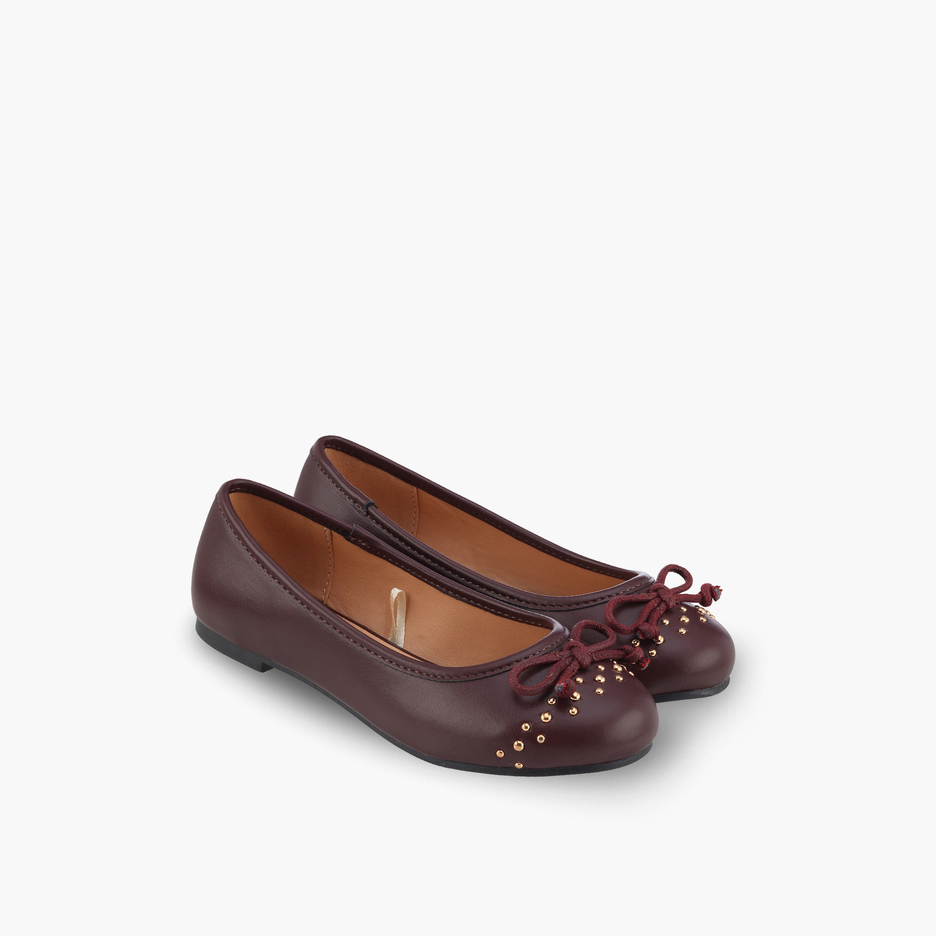 Little Missy Girls Studded Bow Accent Ballerina Shoes-girls-shoes-ballerinas-image-1