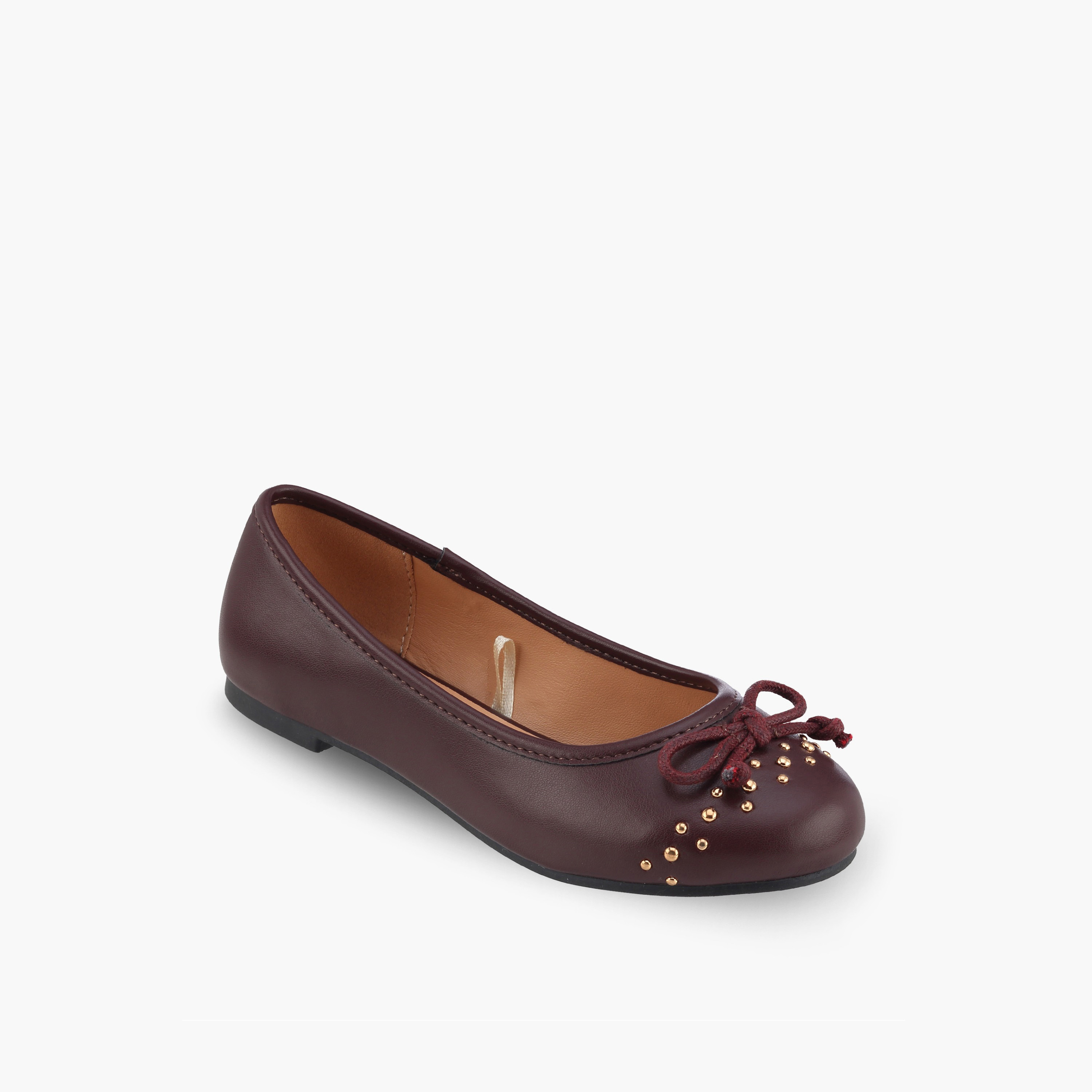 Little Missy Girls Studded Bow Accent Ballerina Shoes-girls-shoes-ballerinas-image-2