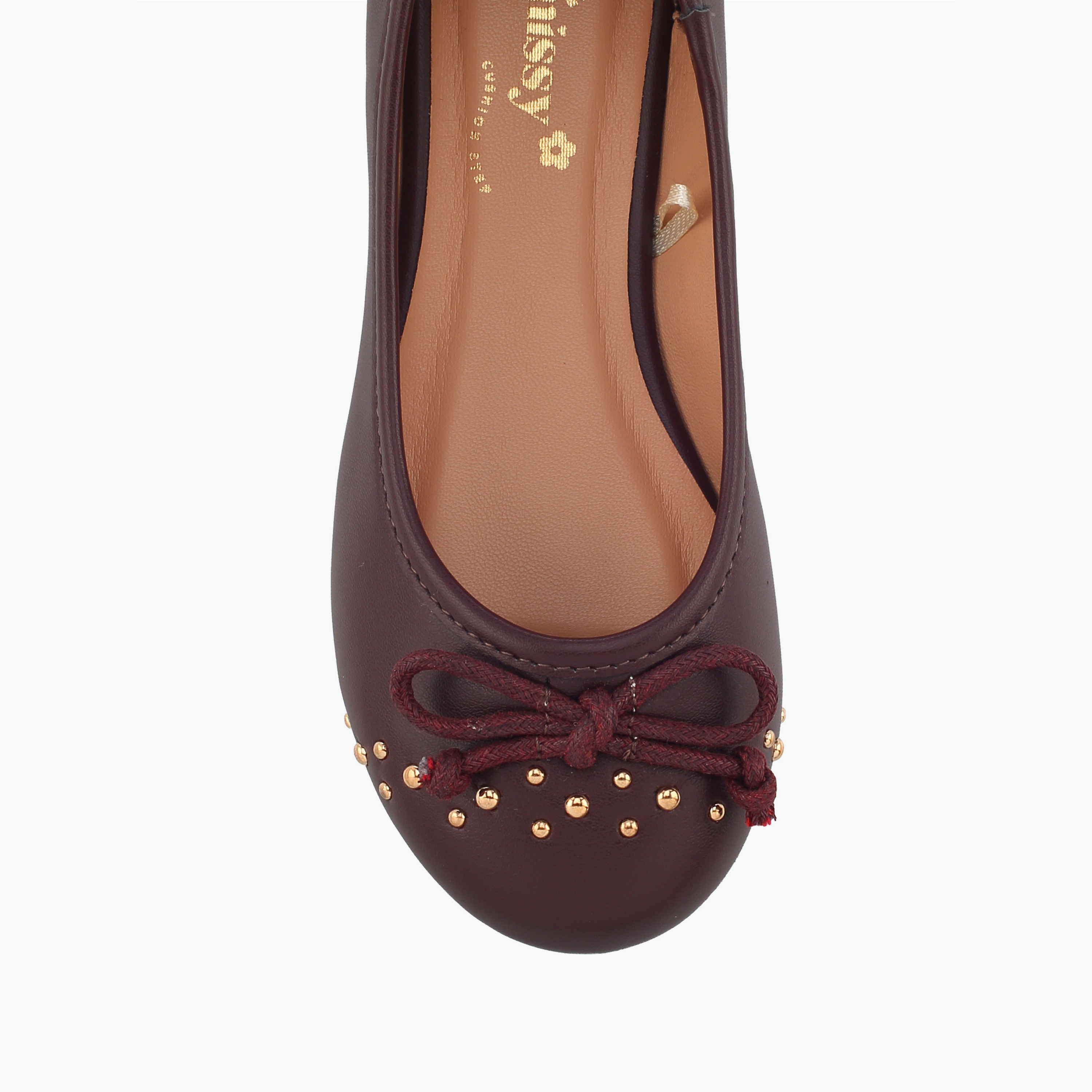 Little Missy Girls Studded Bow Accent Ballerina Shoes-girls-shoes-ballerinas-image-4