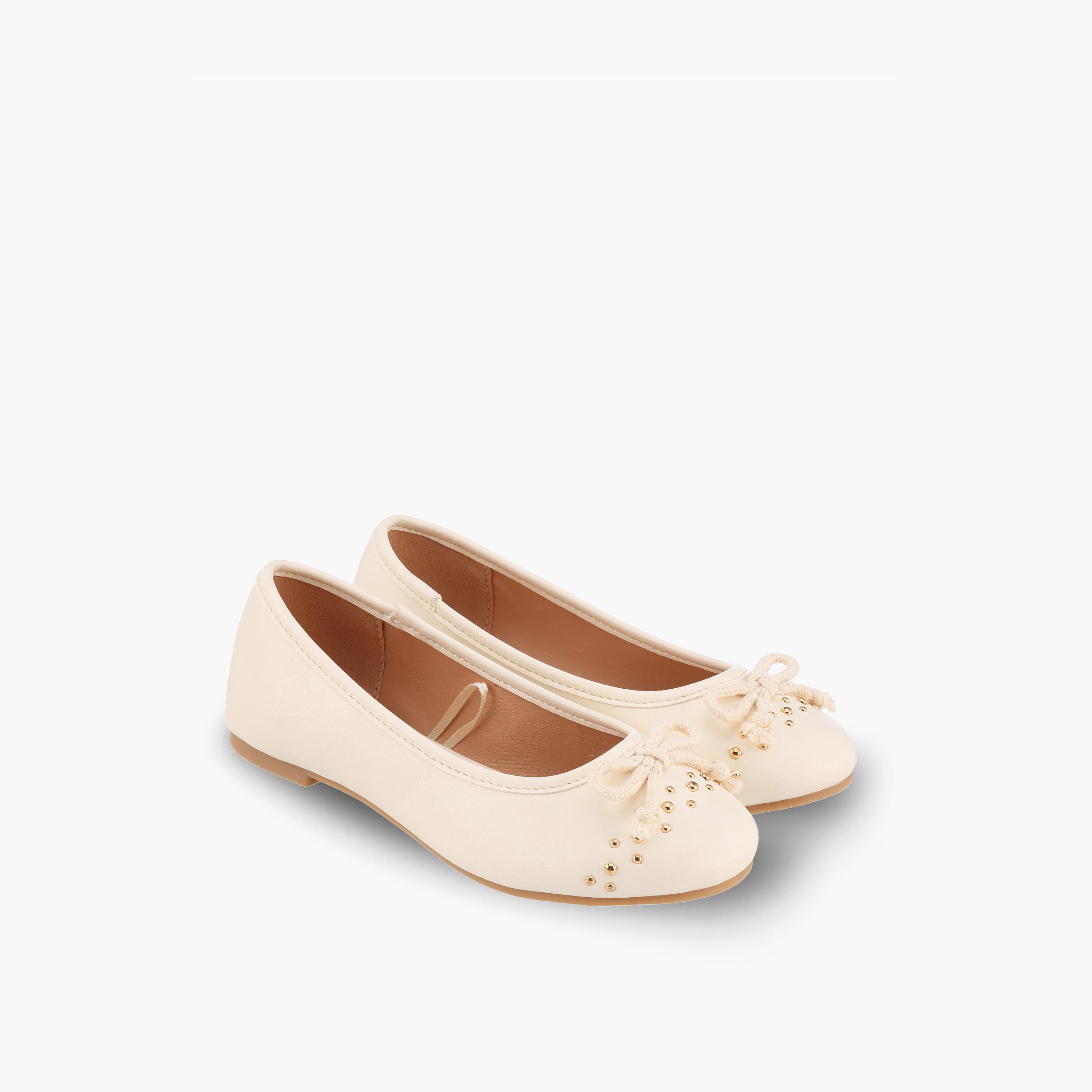 Little Missy Girls Studded Bow Accent Ballerina Shoes-girls-shoes-ballerinas-image-1